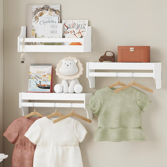 UTEX Floating Nursery Book Shelves Set of 3, Baby Hanging Bookshelves for Wall Decor and Storage, Wall Mounted Book Shelf for Kids Room, Nursery, Playroom, Bedroom, 16.3 Inch, White, SS24-UTX-K065W