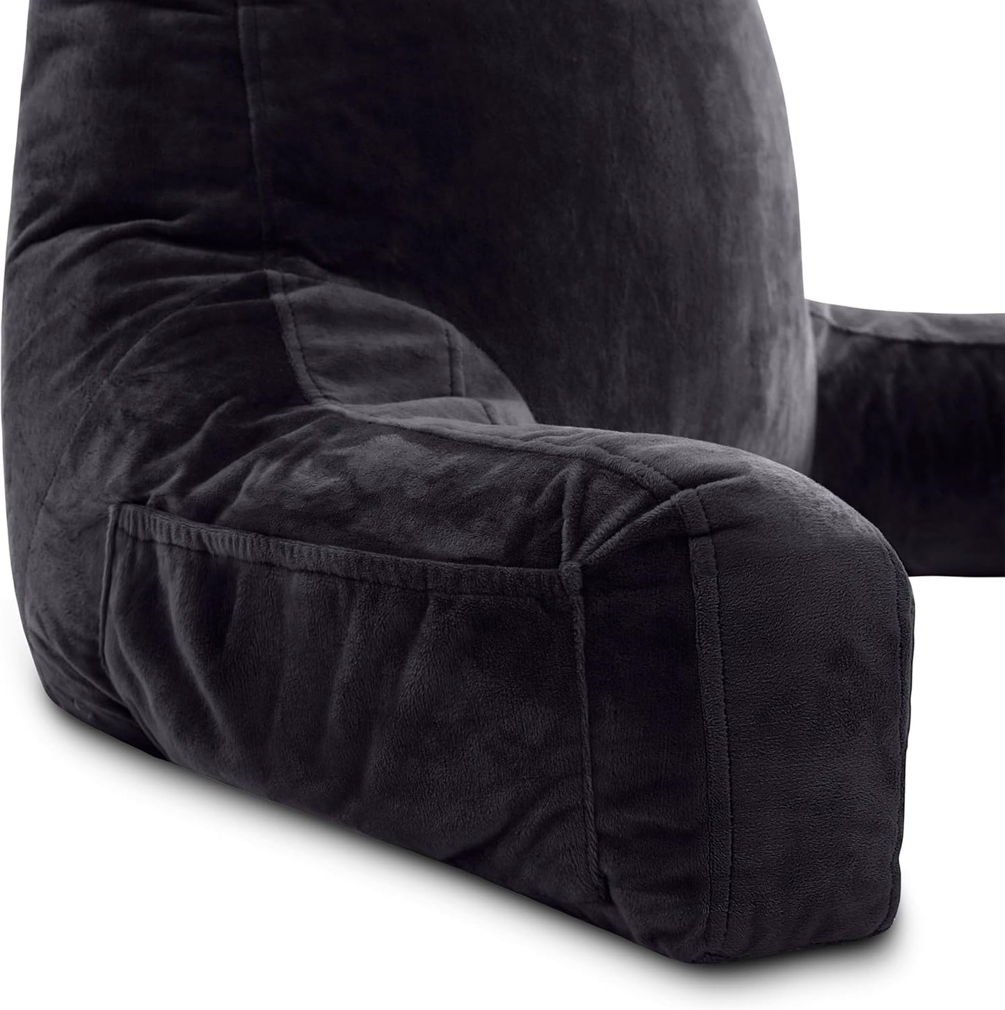 Husband Pillow XXL The Original for Adults - 30" Tall Backrest for Sitting Up in Bed - Firm Support Reading & Bed Rest Pillows for Adults, Neck Roll, Removable Cover - TV - Black