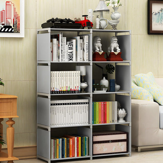5 Tier Narrow Bookcase, 49.21x16.14x10.63in Steel Freestanding Bookcase Vertical Storage Standing Shelf for Living Room Study Room Bedroom Home Office (5 Tier Double Row)