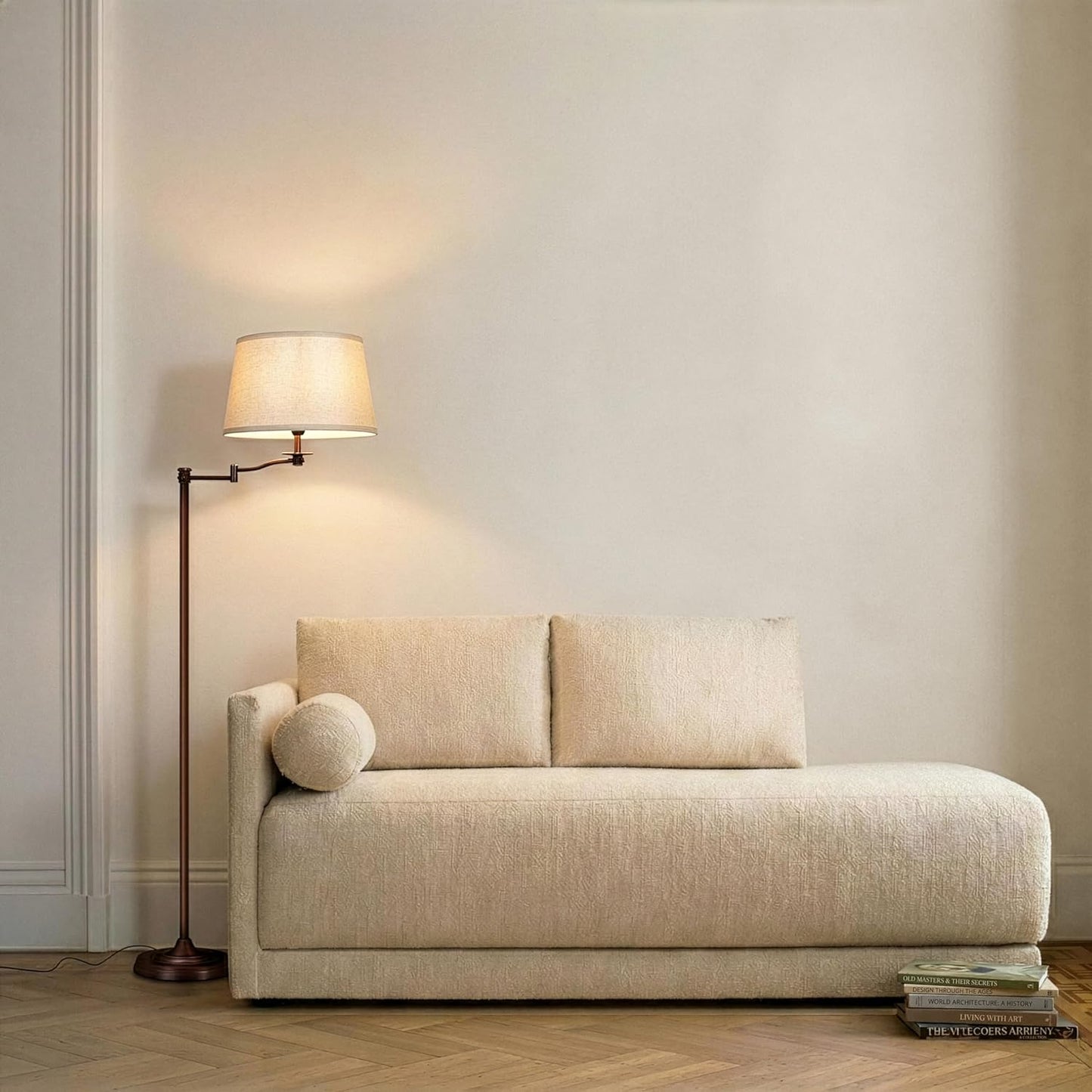 Brightech Caden LED Floor Lamp - Tall Standing Lamp with Swing Arm for Living Rooms & Offices - Industrial Bronze