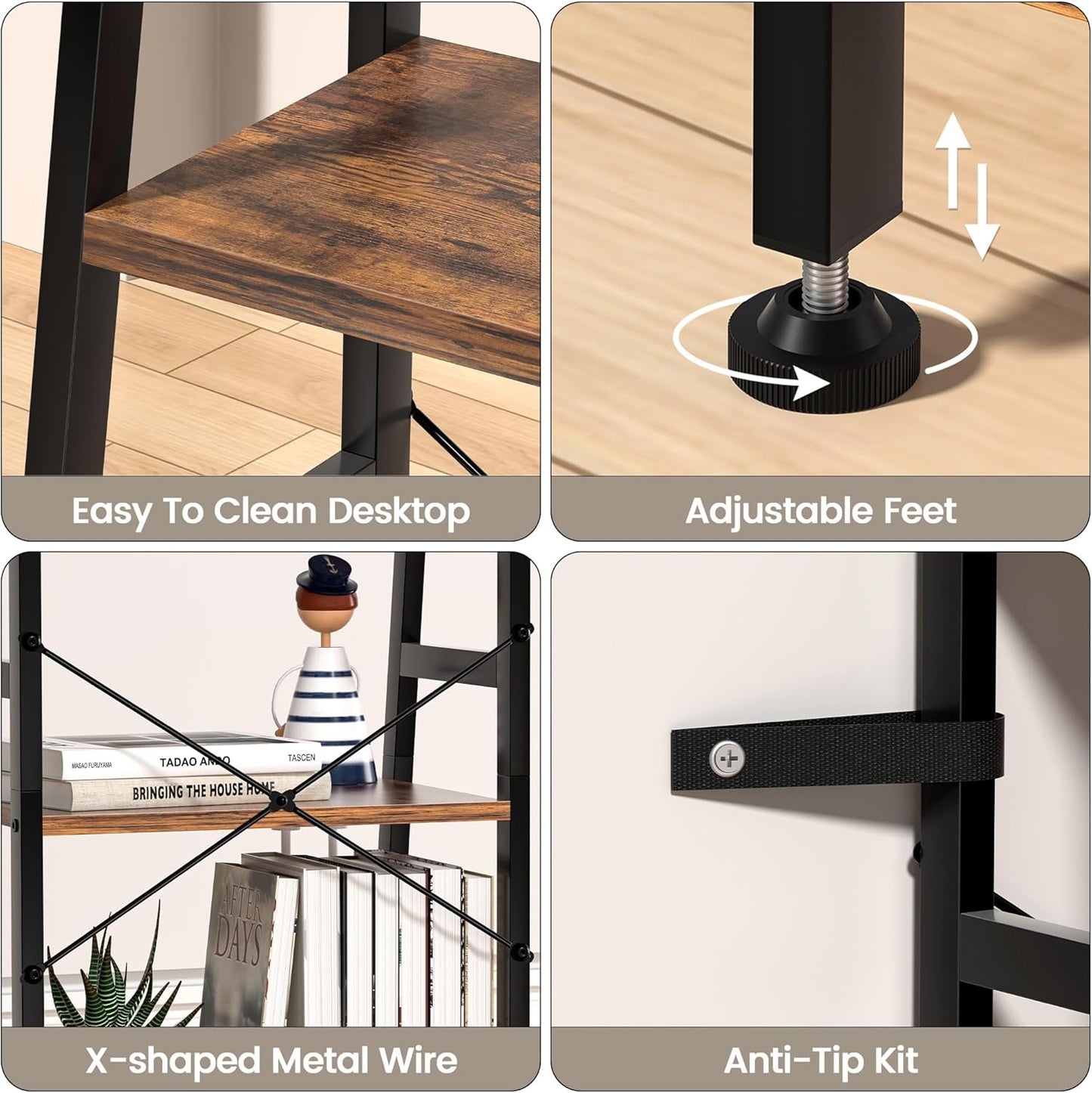 2-Tier Narrow Side Table & 3-Tier Bookshelf
