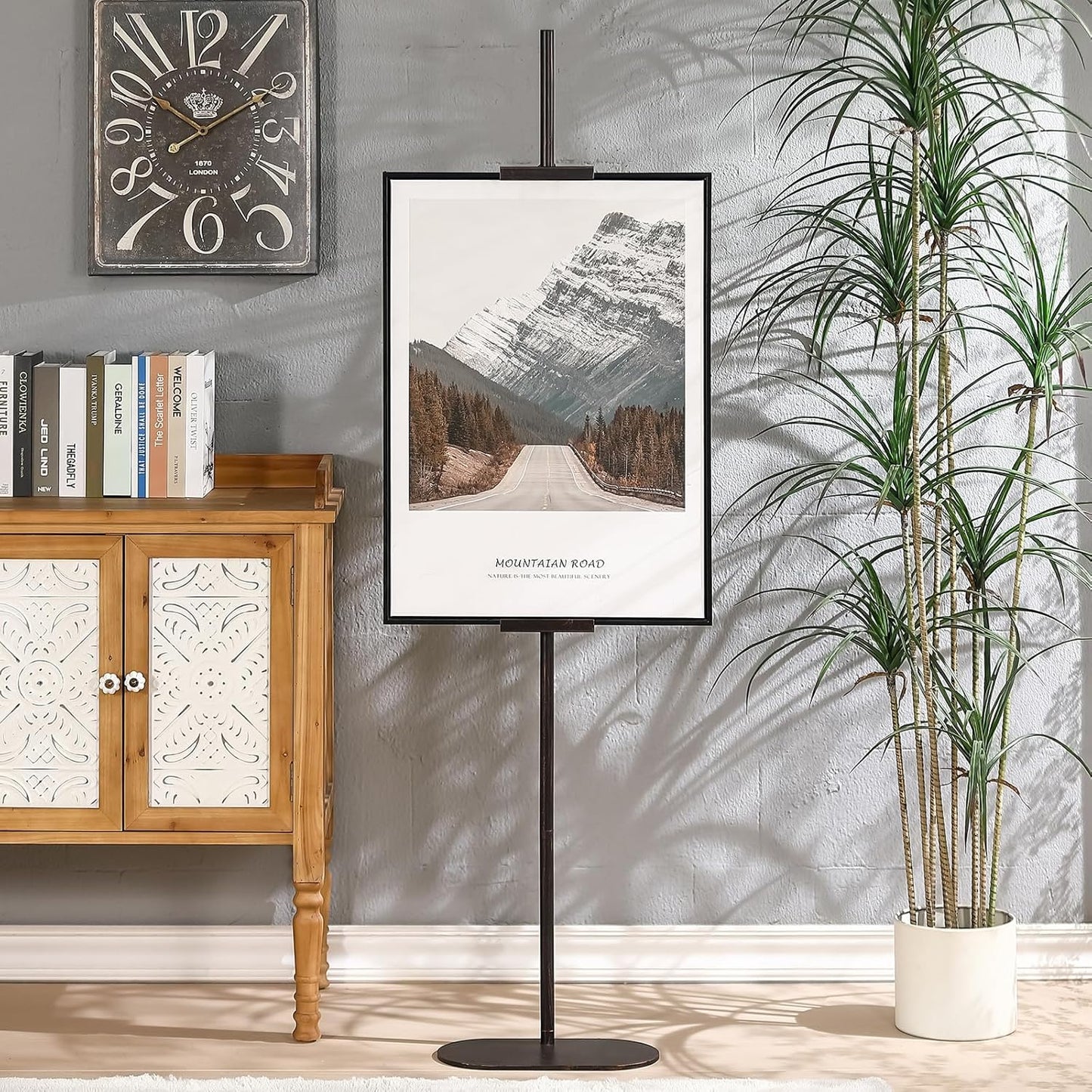 Adjustable Easel Stand for Sign, Art Display Stands for Frames up to 64", Metal Heavy Duty Floor Easels for Painting, Antique Tall Picture Easels with Base for Signs Photos Display