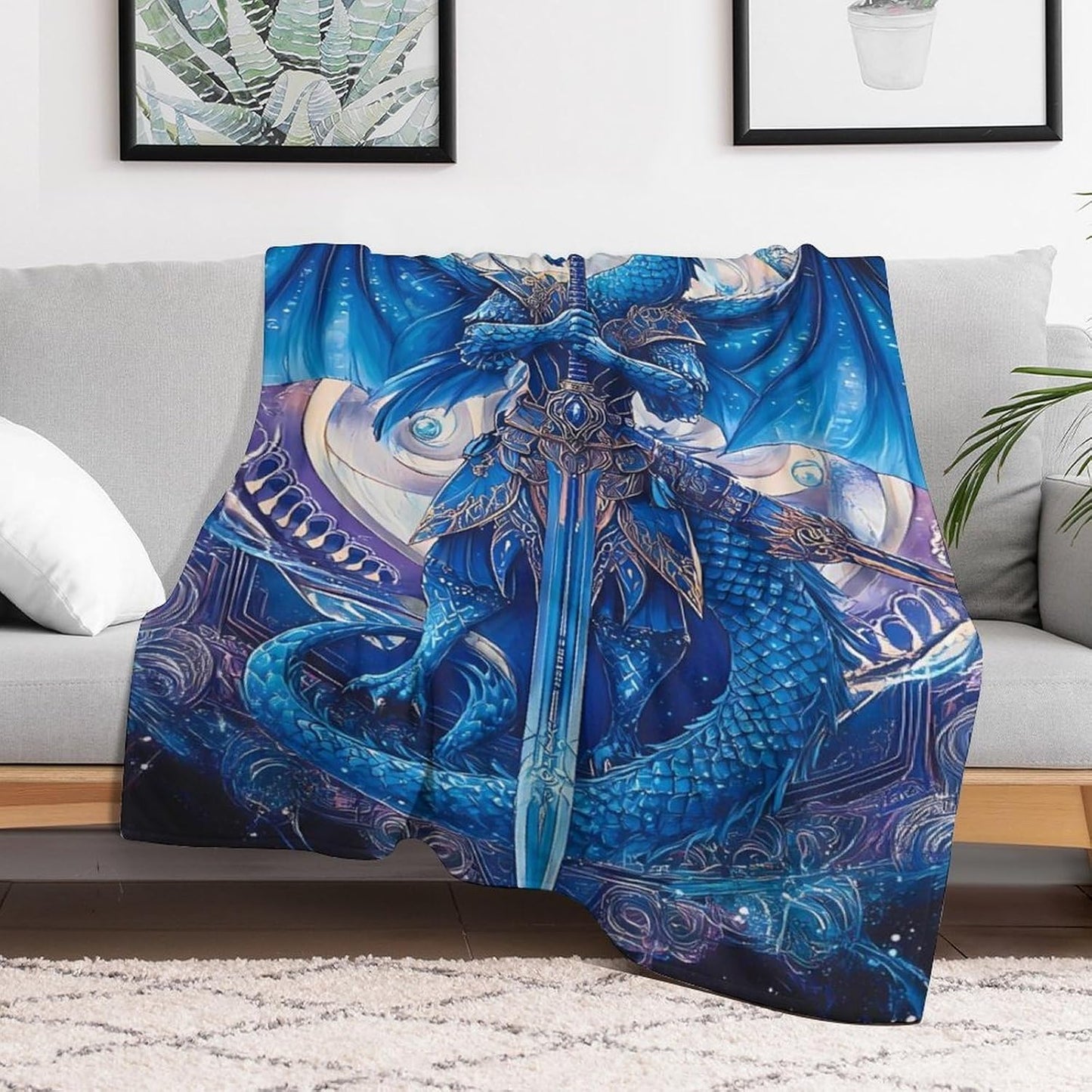 Dragon Dragonsword Throw Blanket for Couch Bed Plush Cozy Fuzzy Flannel Blanket for All Season 30"x50"