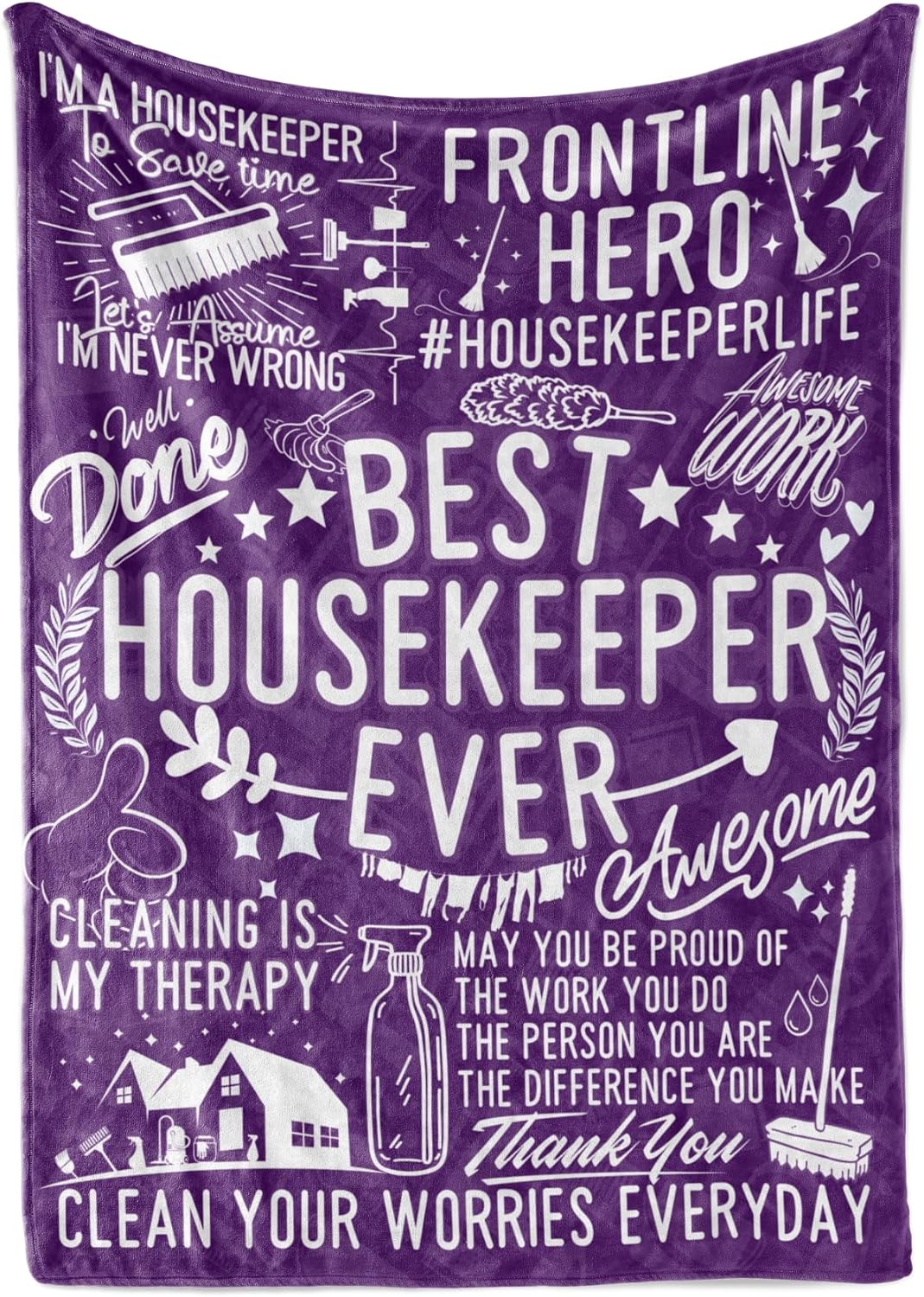 Housekeeping Appreciation Gifts on Housekeeping Week, Housekeeper Appreciation Gifts for Housekeepers, Flannel Blanket Throws for Housekeepers & Related Hotel Staff, 50x65 Inches