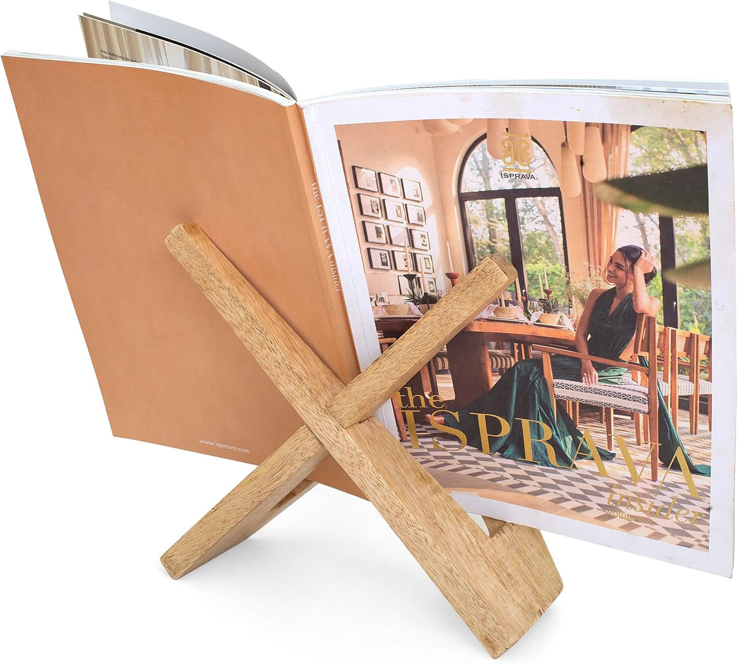 Decorative Wooden Cookbook Display Stand Recipe Book Holder For Kitchen Countertop & iPad Tablet - Handmade Country Rustic Farmhouse Style Decor For Hands Free Reading, Foldable, Brown, Gift For Chefs