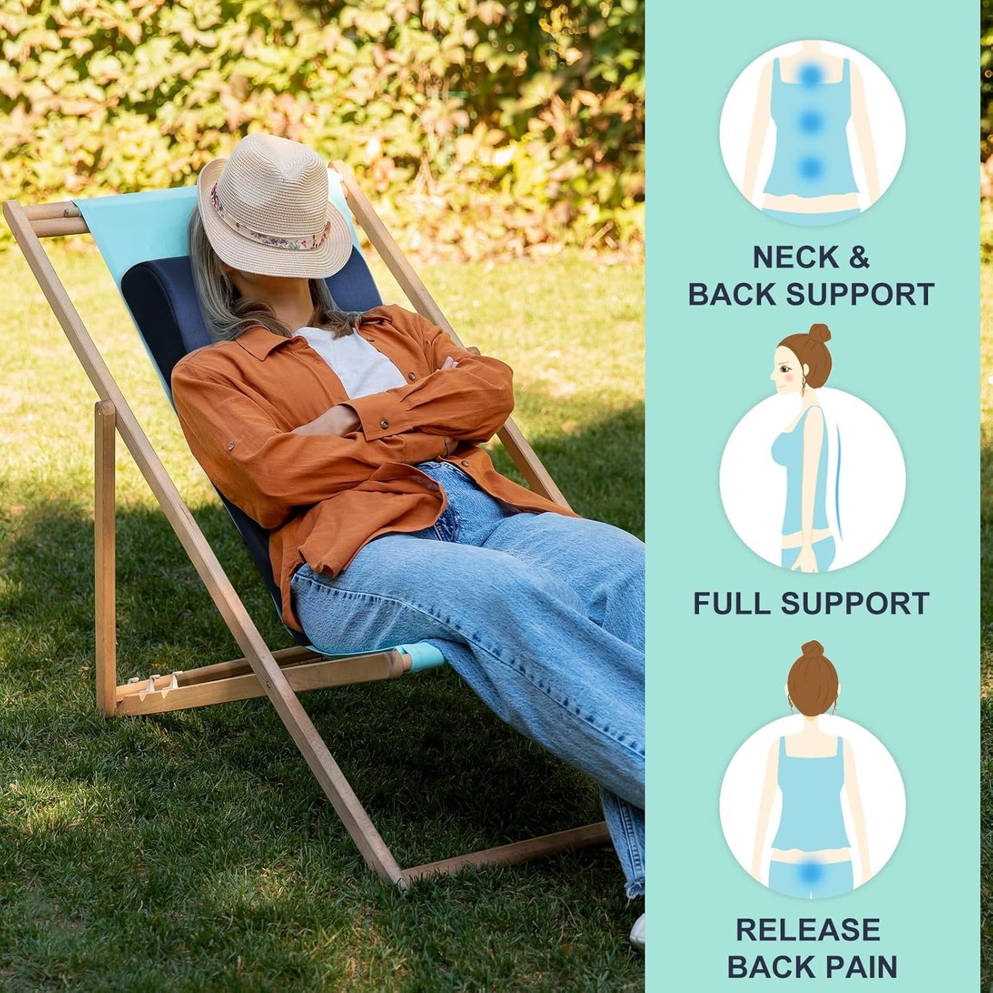 HAVARGO 2-in-1 Neck Pillow Lumbar Support Pillow for Recliner Couch& Glider Chair - High Resilient Foam Ergonomic Back Support for High-Back Rocking Chairs, Glider Rocker Replacement Cushions Navy M