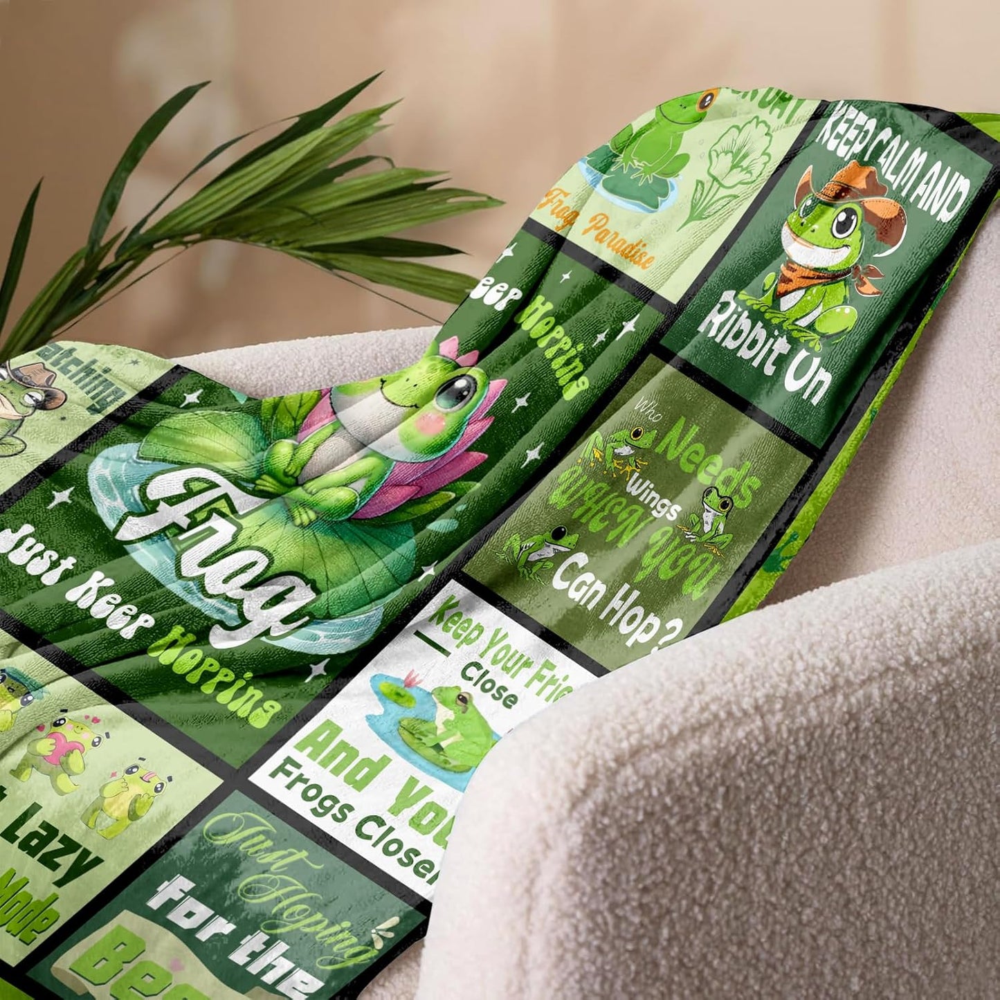 Gifts for Frog Lovers — Kawaii Frog Throw Blanket, Green Room Decor for Kids Teens Adults, Couch/Bed/Dorm, Cottagecore, Birthday Christmas Mothers Day Valentines Day, 50'' x 60''