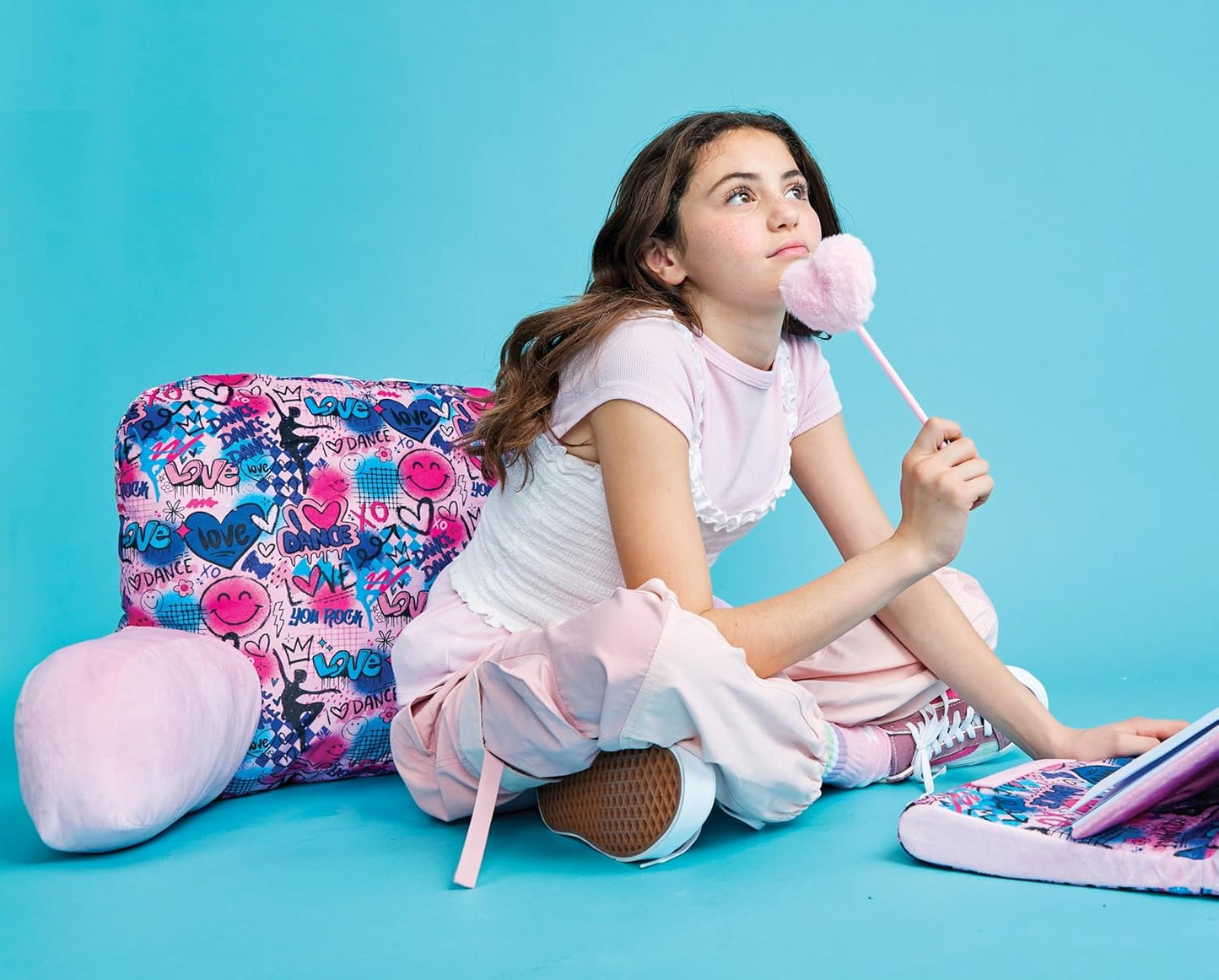 iscream + Corey Paige Designs Silky Soft Plush 19" x 15.5" Lounge and Reading Bed Support Pillow - Love to Dance