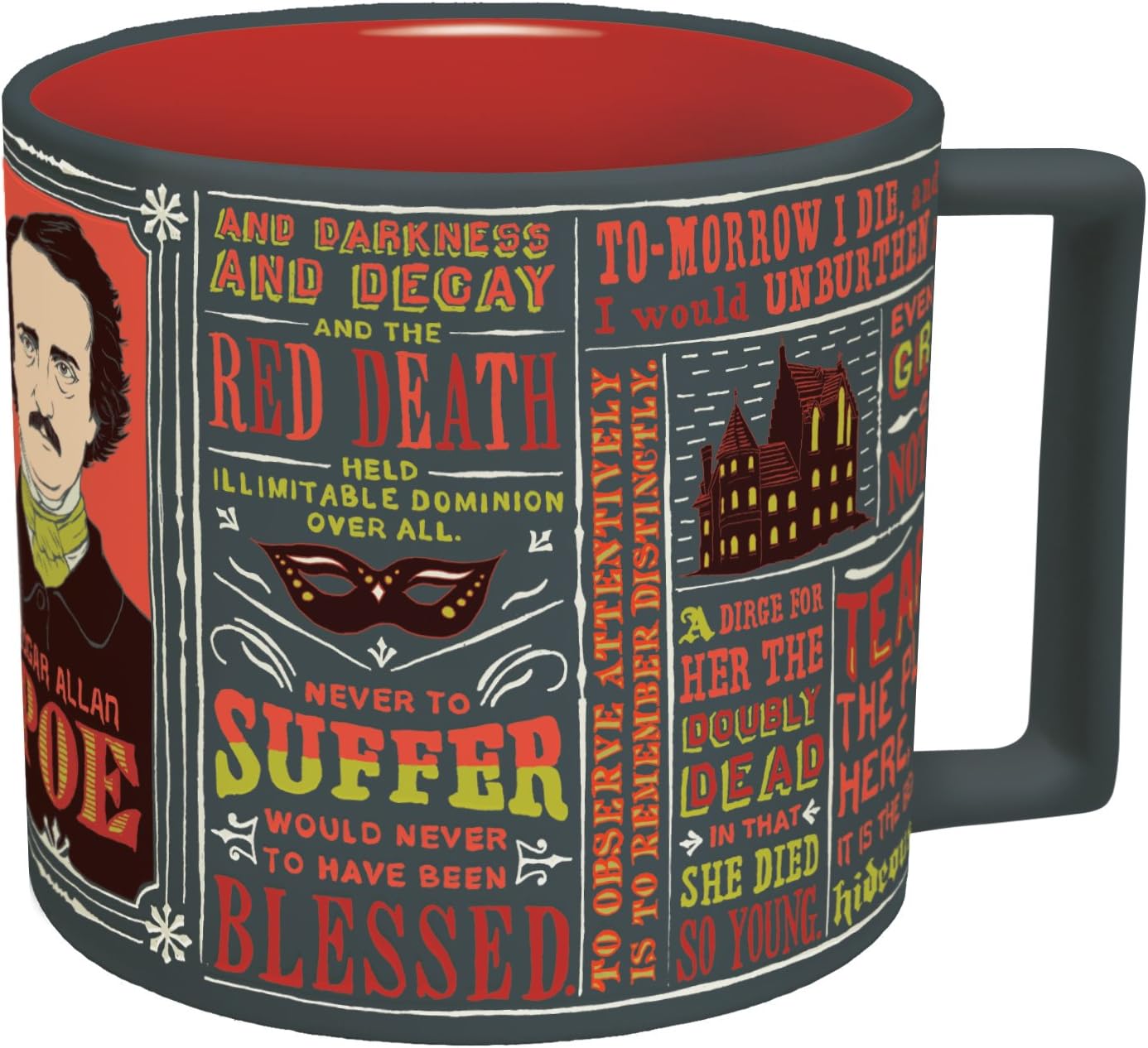 The Unemployed Philosophers Guild Edgar Allan Poe Coffee Mug - Famous Quotes and Portrait of the Gothic Horror Author - Comes in a Fun Gift Box, 14oz