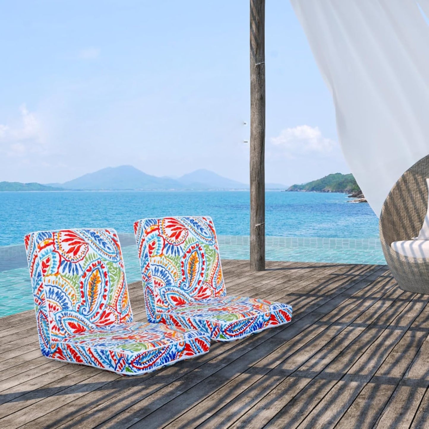 JMGBird Floor Chair with Back Support - Adjustable 5-Position Gaming Chair, Waterproof Paisley Pattern, Indoor Outdoor Meditation Cushion