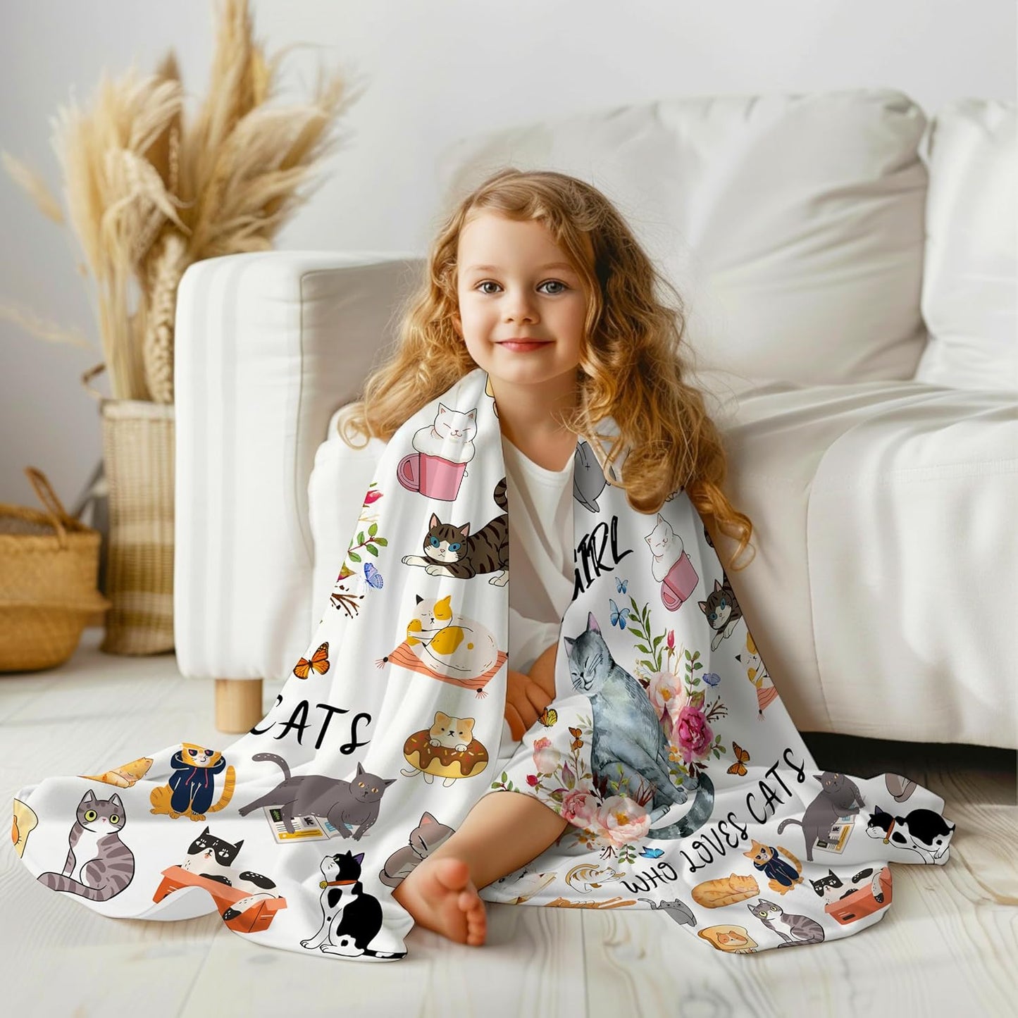 Cat Blanket Gifts for Girls Women, Cats Gifts for Cat Lovers, Cats Lovers Birthday Gifts Decoration Throw Blanket 50" x 40"