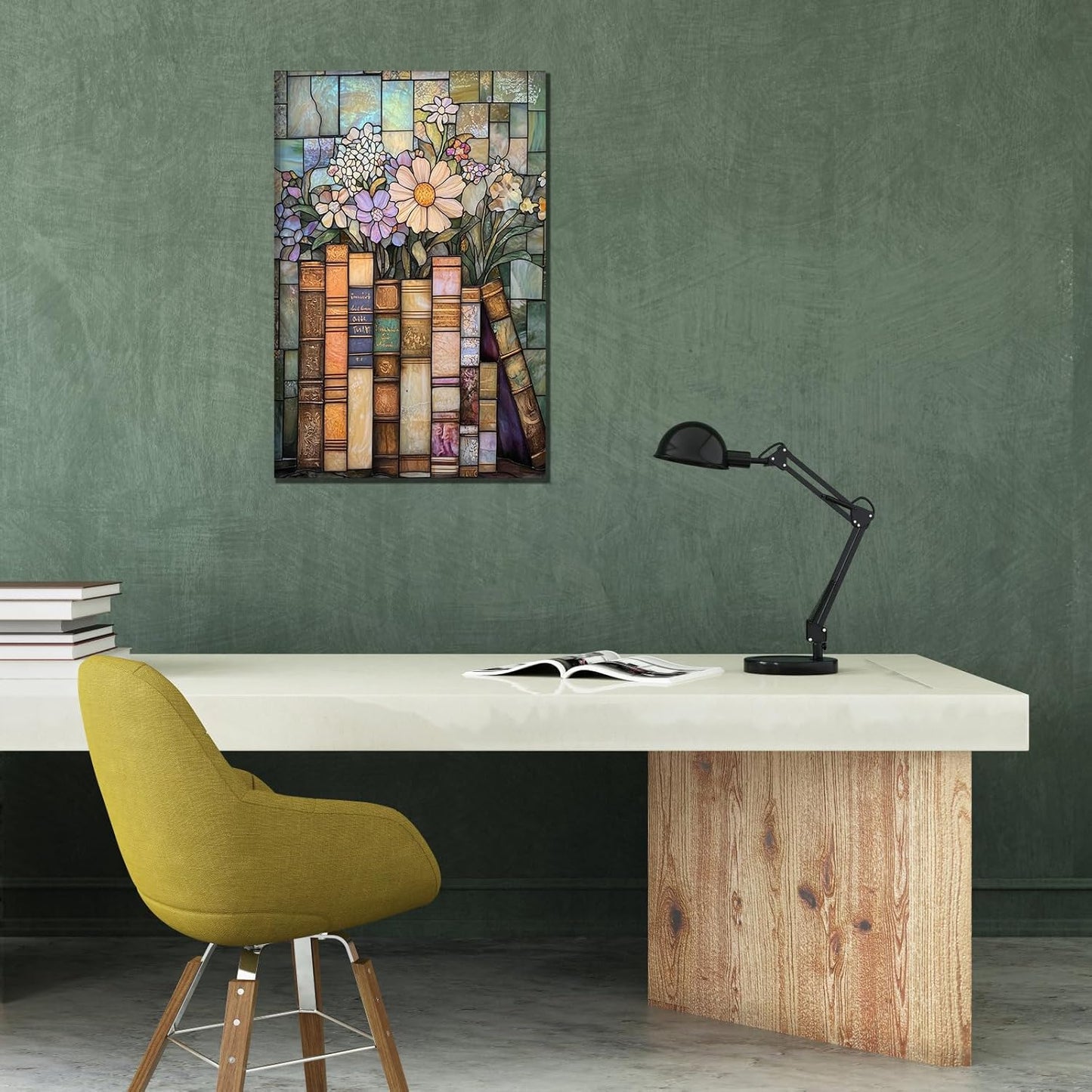 HYFBH Floral Book Canvas Wall Art Vintage Botanical Flower Oil Painting Poster Antique Aesthetic Wall Decor for Living Room Bedroom Gallery Office Reading Nook 16x24 Inch Ready to Hung