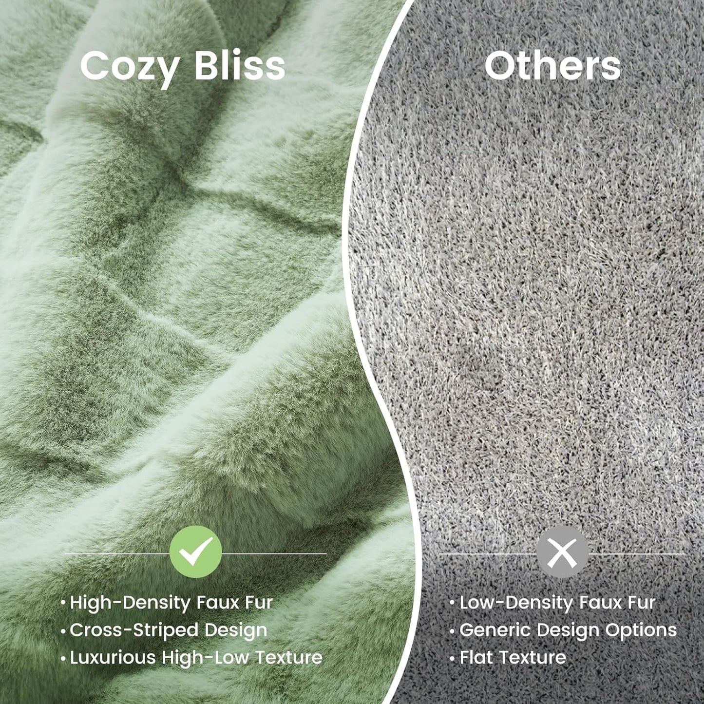 Cozy Bliss Fluffy Faux Fur Throw Blanket for Couch,Warm Cozy Soft Green Throw Blankets for Sofa Bed Living Room,50x60 Inches