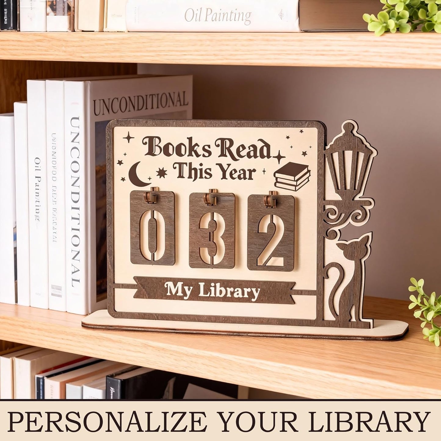 Books Read This Year Counter, Book Tracker for Bookshelf Decor, Book Lovers Gifts for Women Bookish Readers Teacher, Books Counter for Home Library Decor Wall Art Easter Basket Stuffers