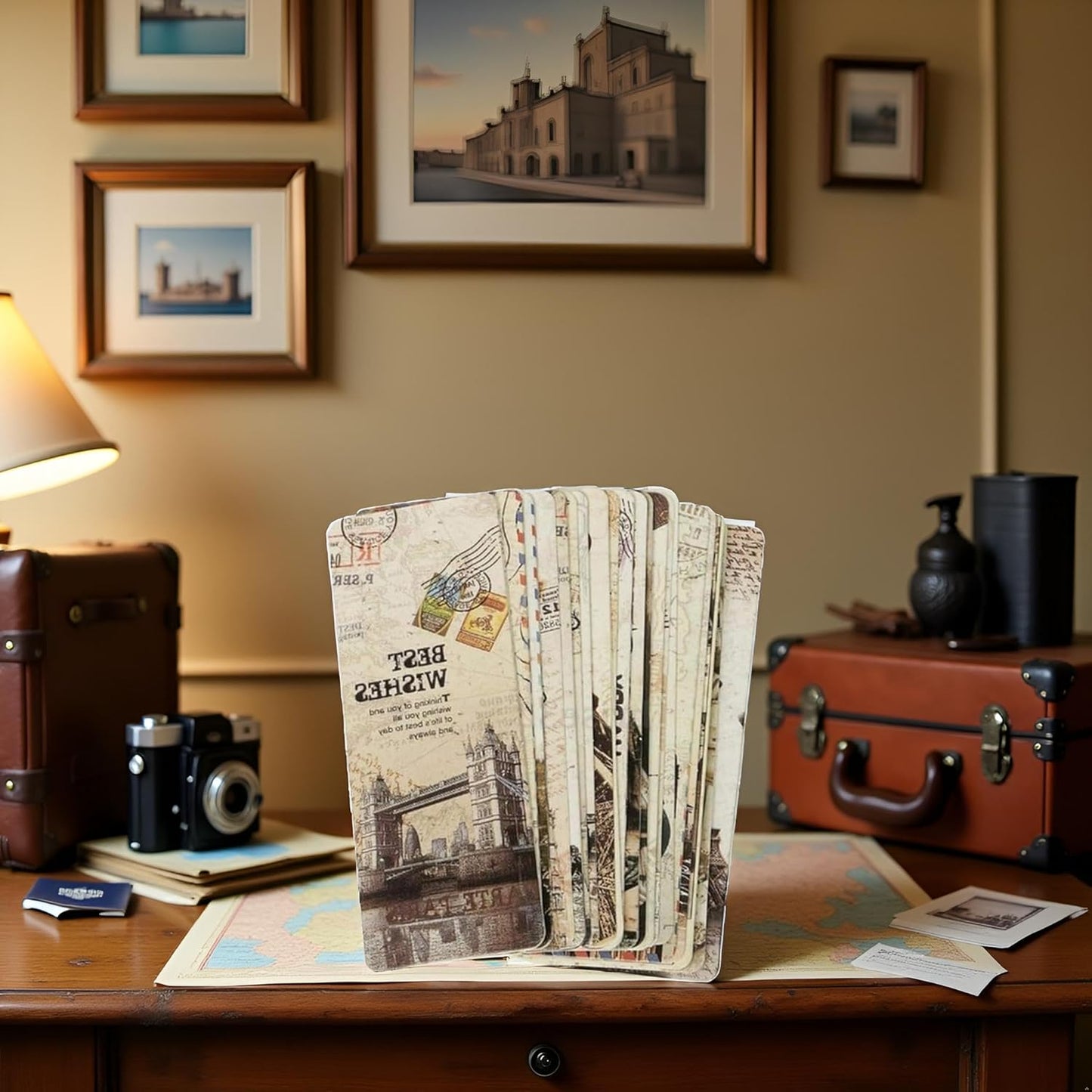 30 Piece Set Vintage European Scenes Retro Old Travel Postcard Bookmarks,Note Pads,Memo Pads Bookmarks Book Covers and Book Accessories