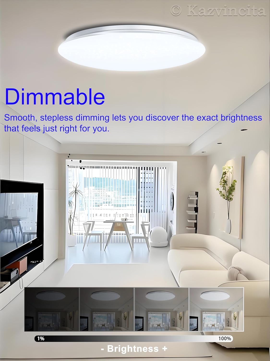 WF-Version LED Ceiling Light with Speaker 60W 20Inch Control via app/Voice/Remote Adjustable Brightness & Color Temperature Ceiling Lamp RGB Ambient Lighting for Bedroom Kids Room and More