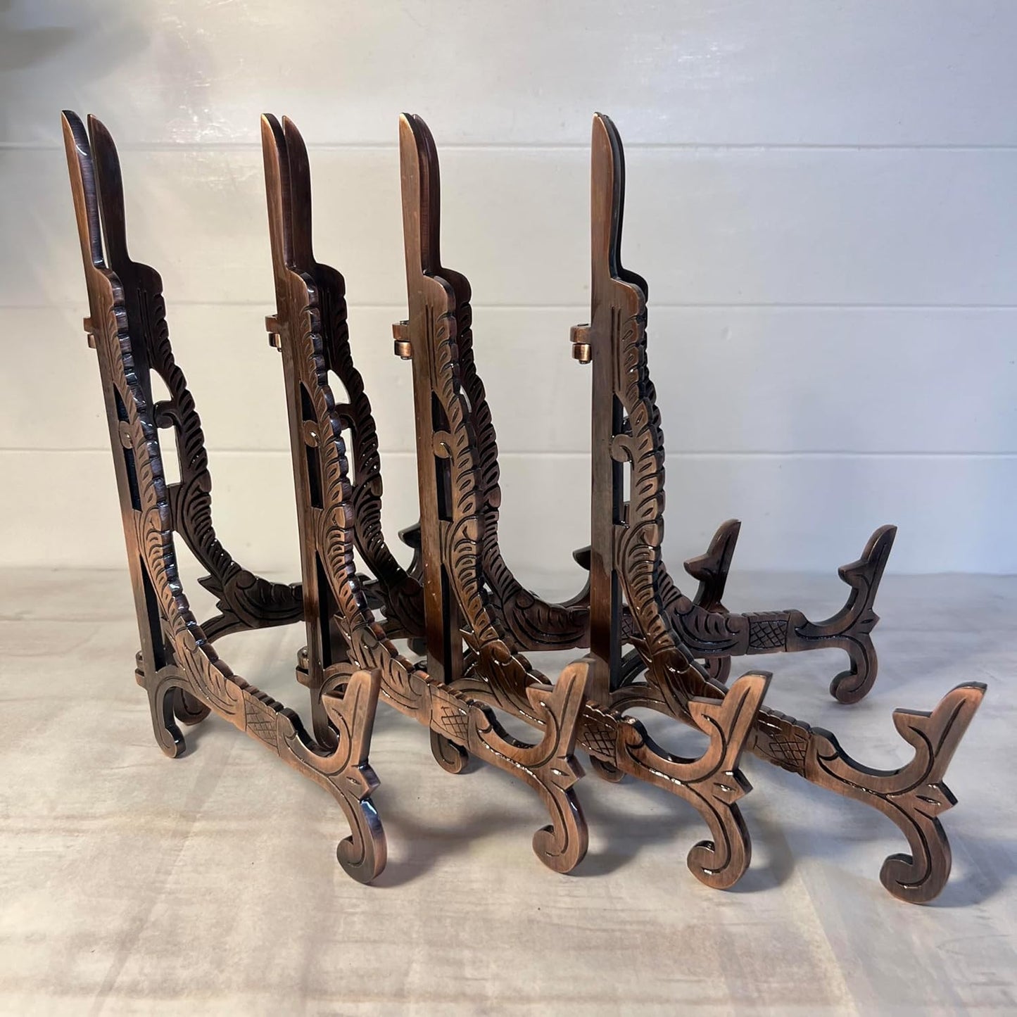 Thorness Set of 4 of Large 10 inch Metal Easel Antique Copper Finish | Plate holder | Display stand | Metal Frame Holders for Photo Pictures Decorative Plate Dish | 25cm (H) x 15cm (Deep)