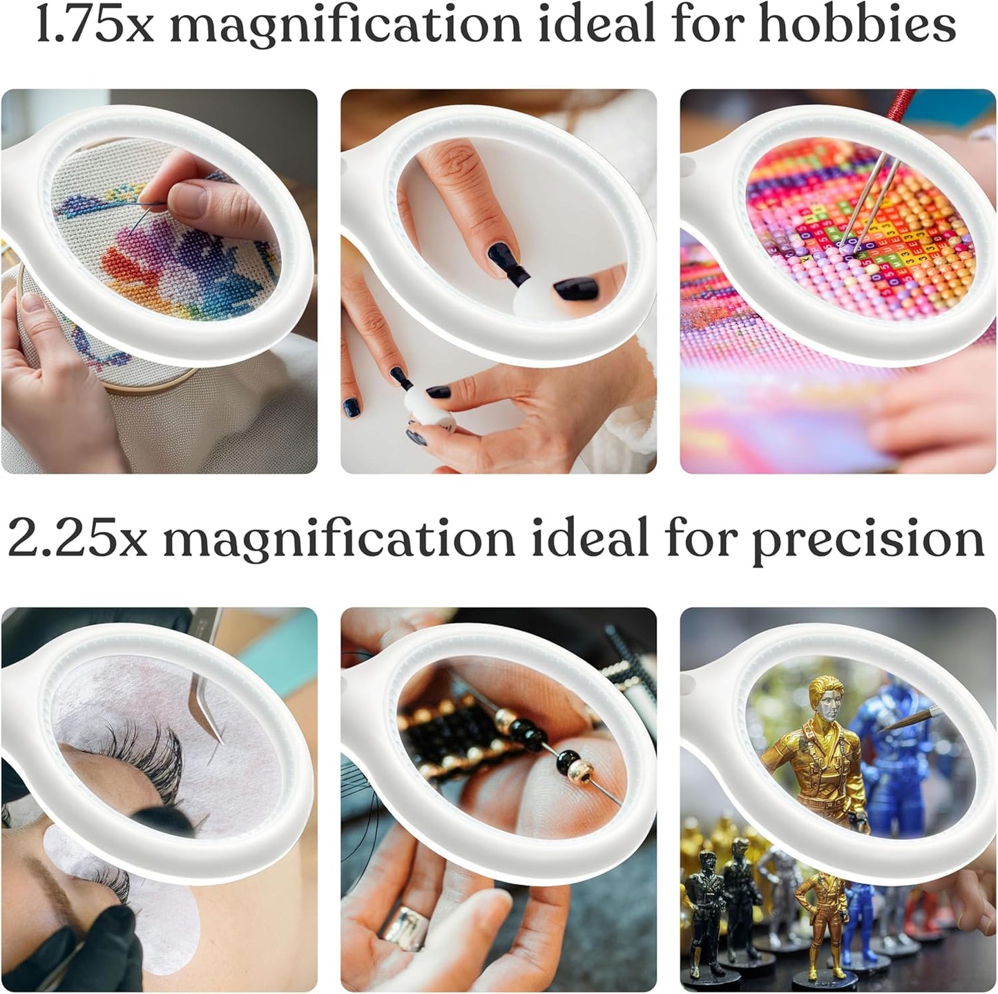 Brightech LightView Pro Flex 2 in 1 Magnifying Desk Lamp, 2.25x Light Magnifier, Adjustable Magnifying Glass with Light for Crafts, Reading, Close Work