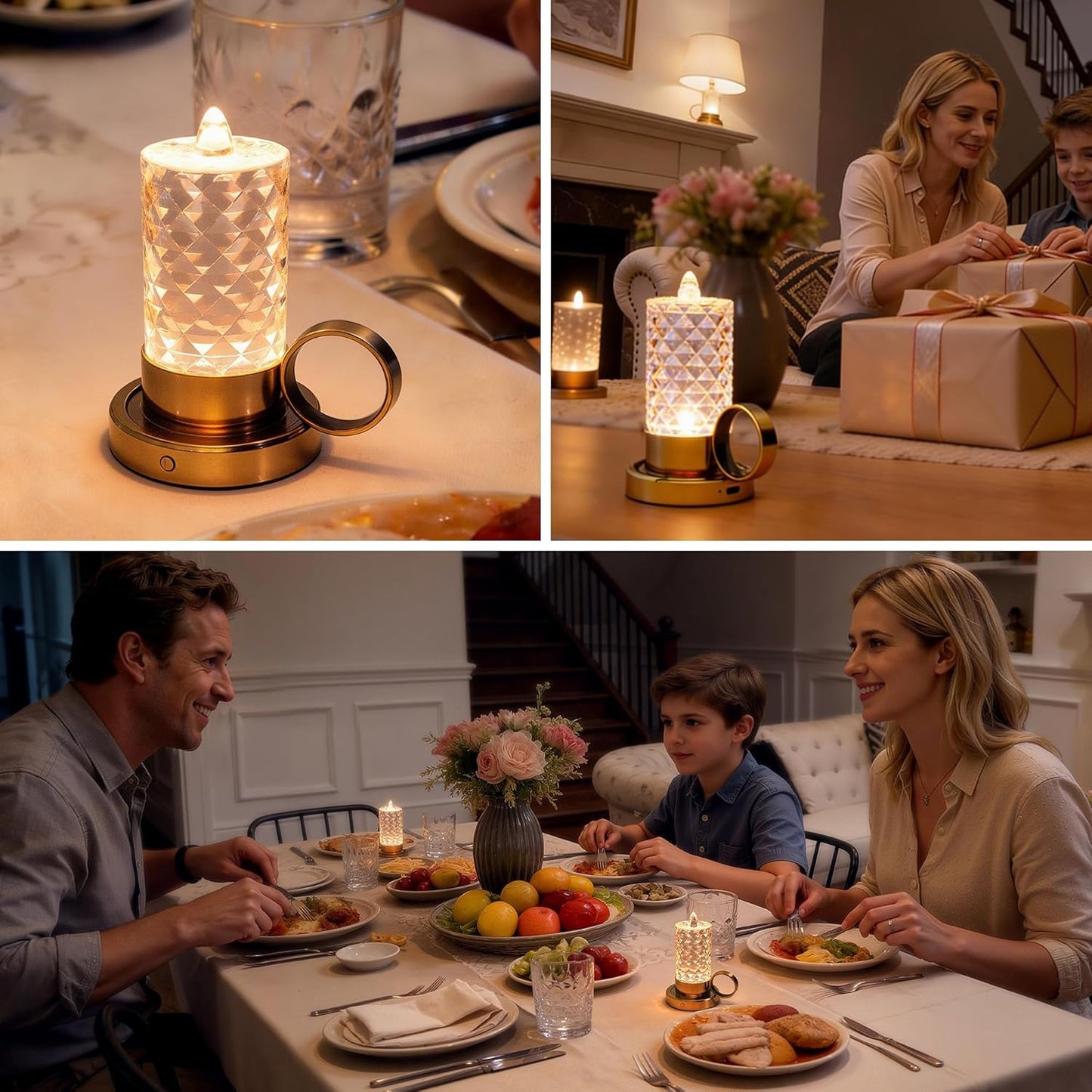 L LOHAS LED Flameless Candles, 3 Level Brightness Adjustable, 1000mAh Rechargeable Battery Operated Candles, 3000K Soft White, Fake Candles for Valentines Aniversary Wedding, 3.93"x2.95"4.84"