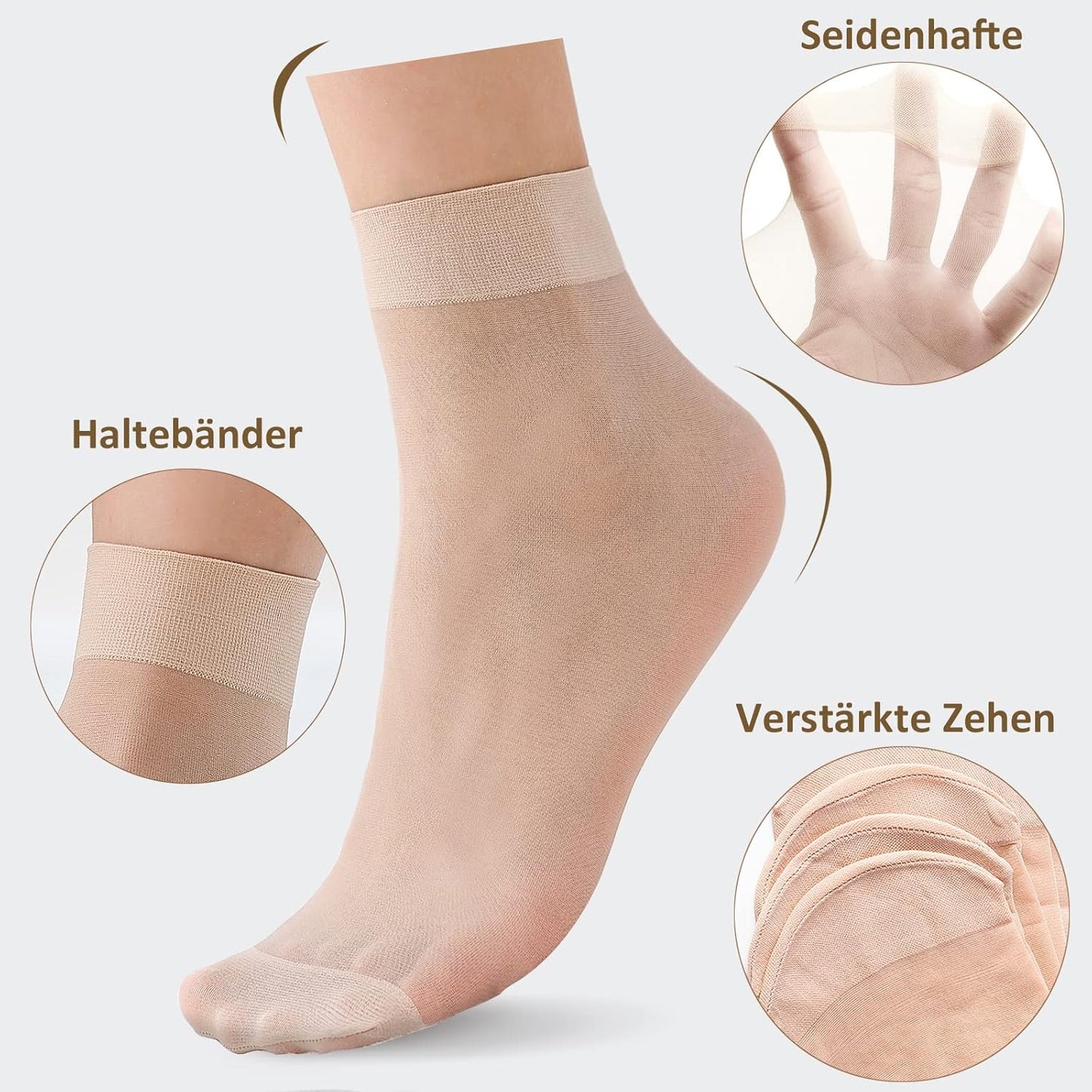 YAGAXI Women's Everyday Sheer Ankle Nylon Soft socks - 9 Pairs 20D Reinforced Toe with Comfort Top Hosiery