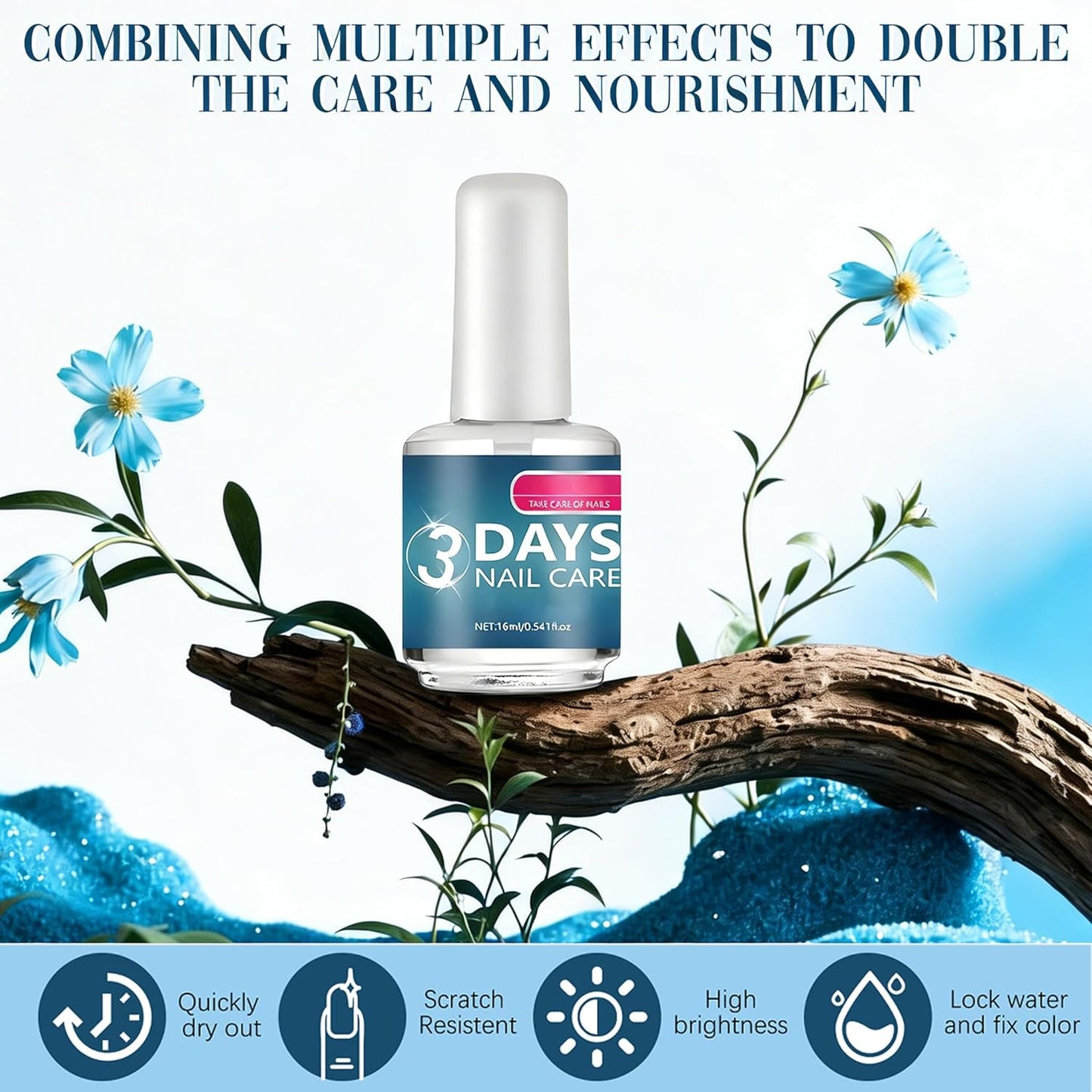 3 PCS 3 Days Nail Care, Keratin Amino Acid Nail Care, for Strengthening & Hydration, Treatment for Dry, Weak, Fragile Nails(16ml)