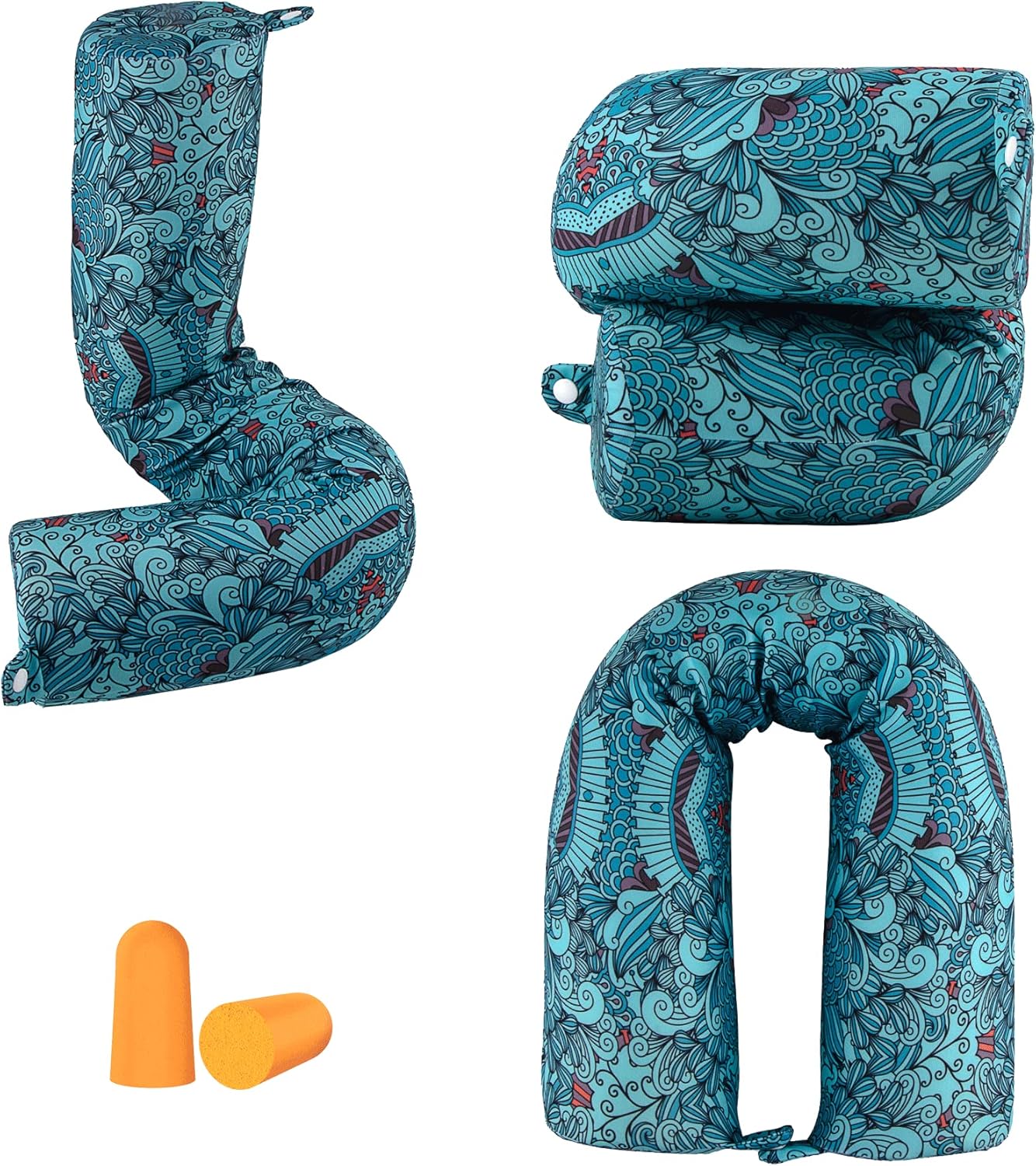 bvya Twist Memory Foam Travel Pillow for Neck, Chin, Lumbar and Leg Support-for Travling on Airplane, Train, Bus or at Home-Adjustable, Bendable Roll Pillow with Washable Cover