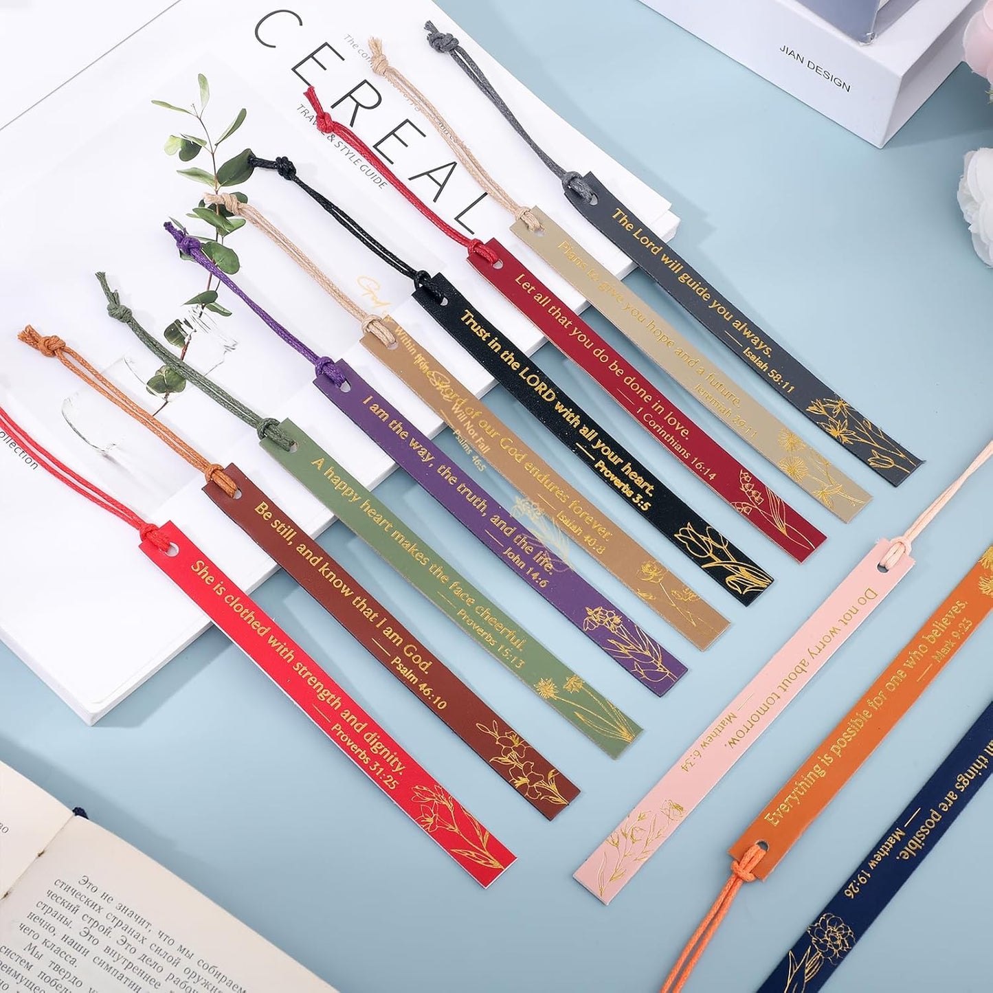 12Pcs Bible Bookmark, Christian Bookmarks for Women Leather Religious Christian Easter Gifts for Book Lovers Readers Women Students (Retro)