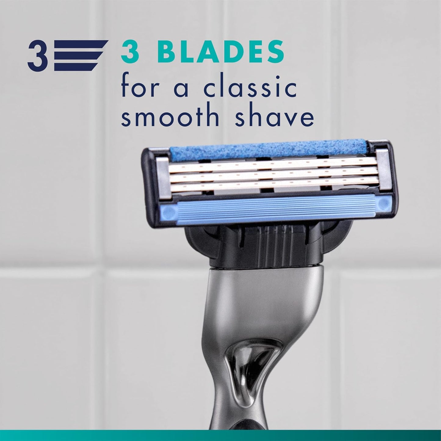 Gillette Mach3 Shaving Razor for Men, 1 Razor Gillette 3-Blade Handle for Men’s Grooming, 10 Razor Blade Refills, Lubrication Strip