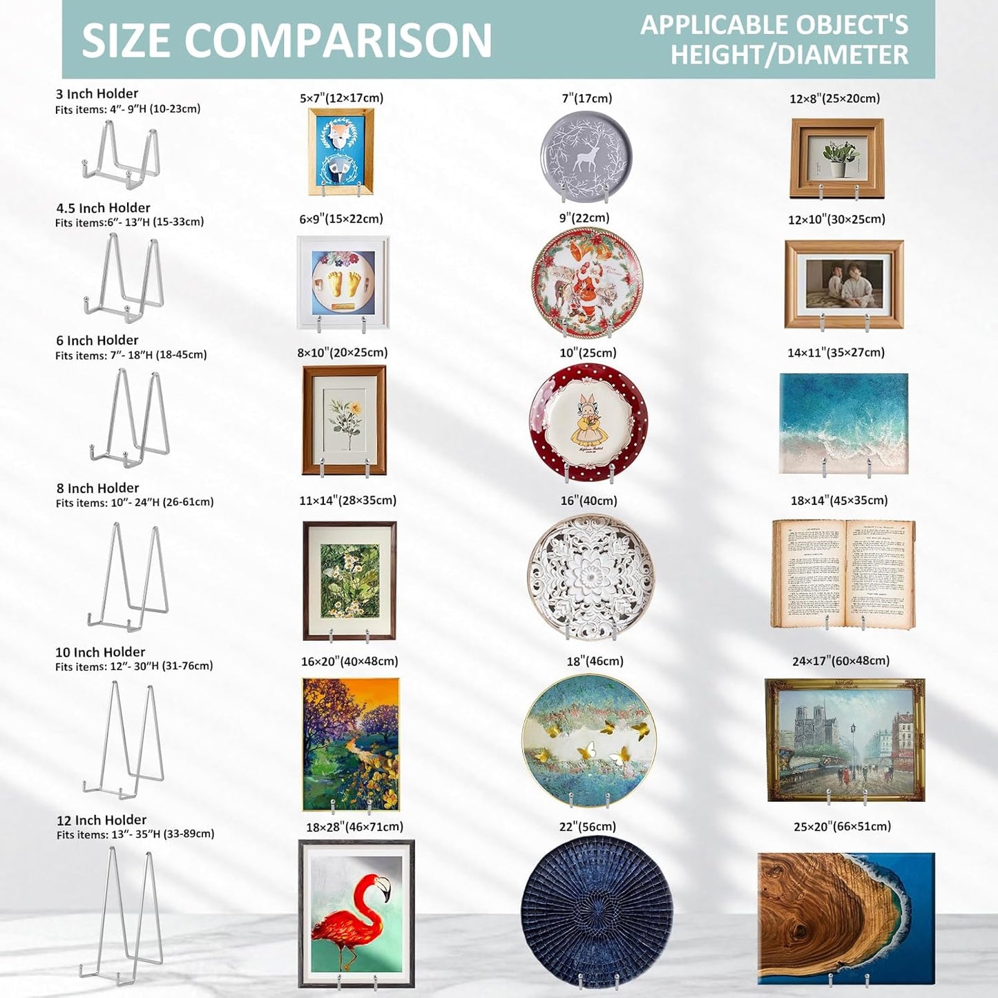 Plate Holder Easel Display Stand - 6 inch Metal Plate Stands for Display - Tabletop Picture Stand - Silver Iron Easels for Display Pictures | Photo Frames | Book | Decorative Plates | Plaque - 2 Pack