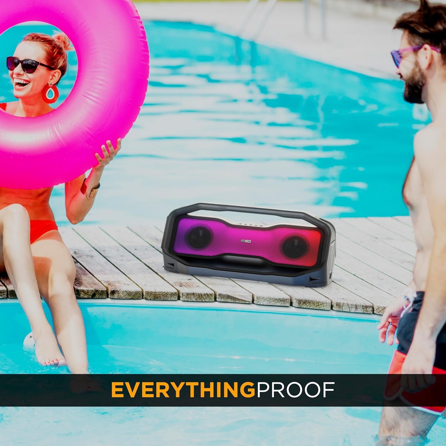 Altec Lansing Rockbox 2.0 Portable Bluetooth Wireless Speakers with Led Lights, IP67 Waterproof and Durable for Outdoor, 20 Hours Battery with App Control