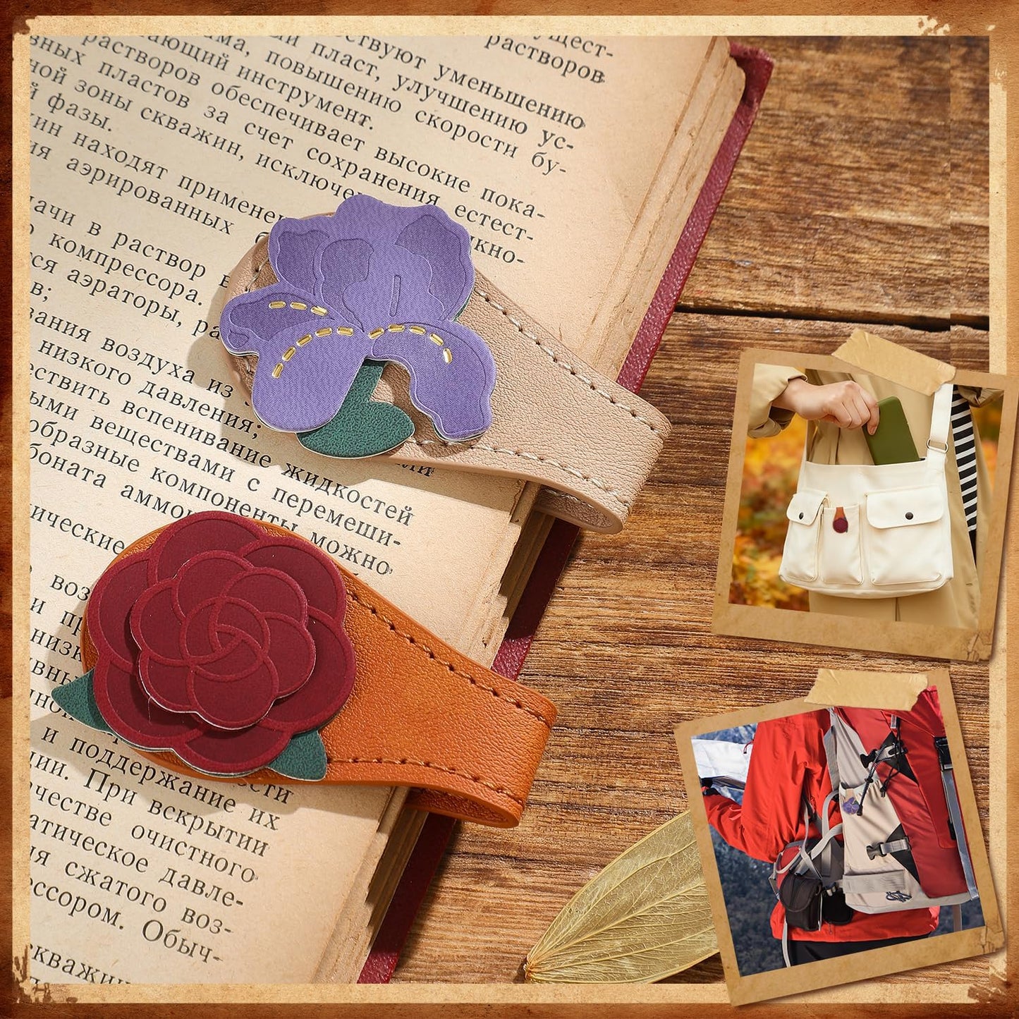 2PCS Leather Magnetic Bookmarks for Women, Personalized Leather Bookmark, PU Magnet Bookmark Clips Book Holder