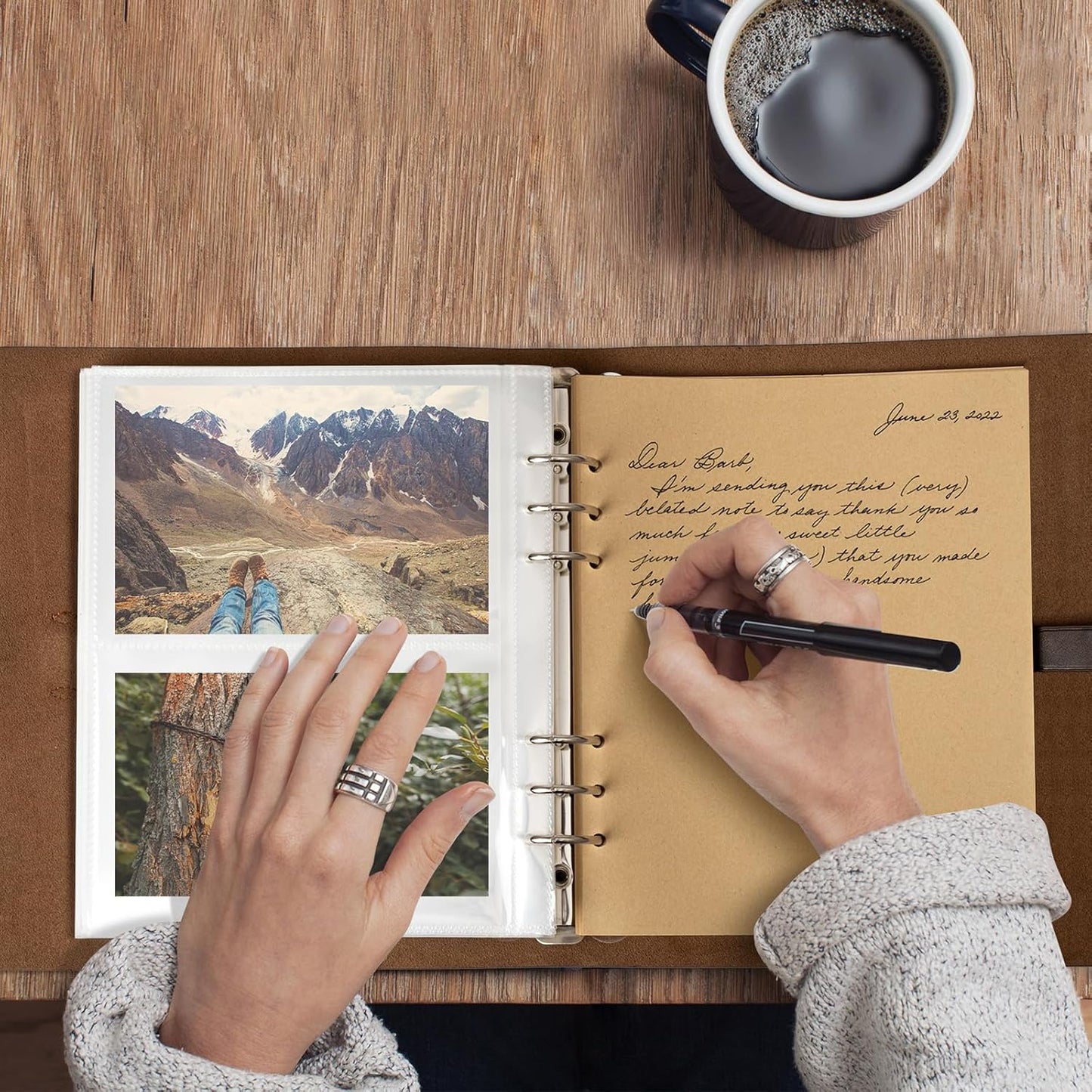 Photo Album 4x6 200 Photos, Genuine Leather Photo Albums with Writing Space with 30 Writing Paper, Travel Family Wedding Kids Graduation Ultrasound Baby Picture Album Scrapbook Photo Album (MOON)