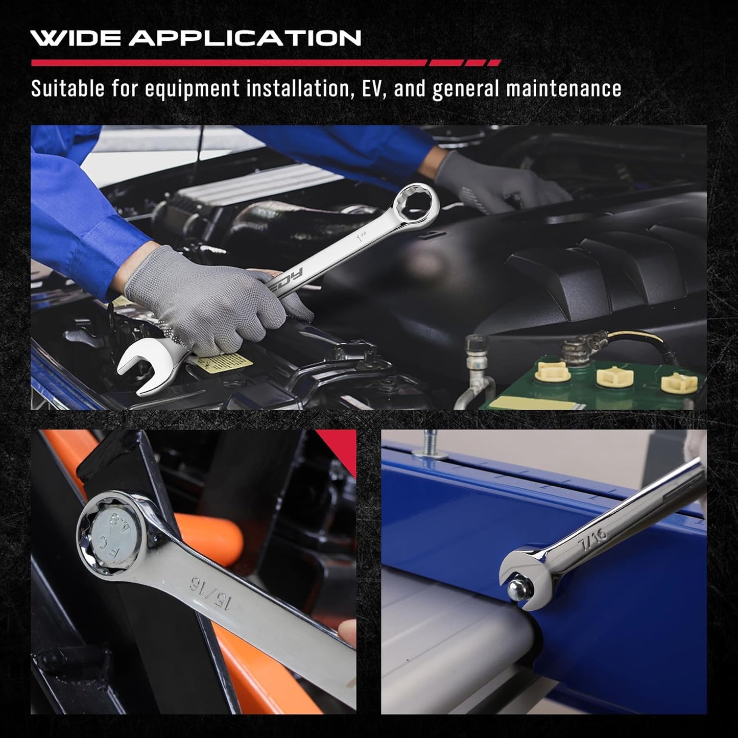 30-Piece Combination Wrench Set - Open End Wrench Set with Organizer Professional 12 Point Wrench Kit Tool for Mechanic Garages Workshops 1/4'' to 1'' & 8-22mm