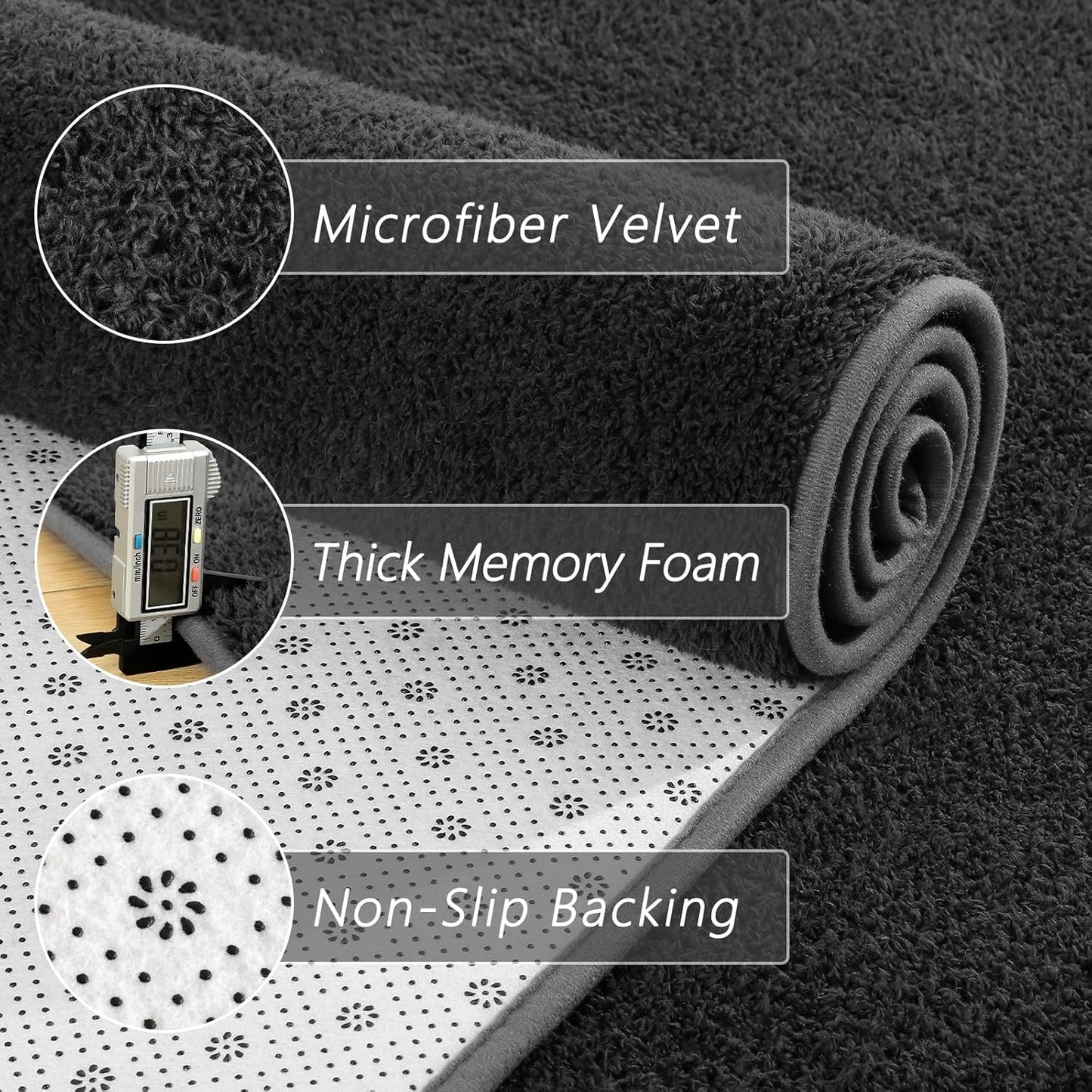 4x6 Feet Area Rugs for Living Room Bedroom,Dark-Grey Thickened Memory Foam Rug,Low Pile Minimalist Non Slip Rugs,Modern Washable Fluffy Carpet for Kids Boys Girls Dorm Nursery Room Decor
