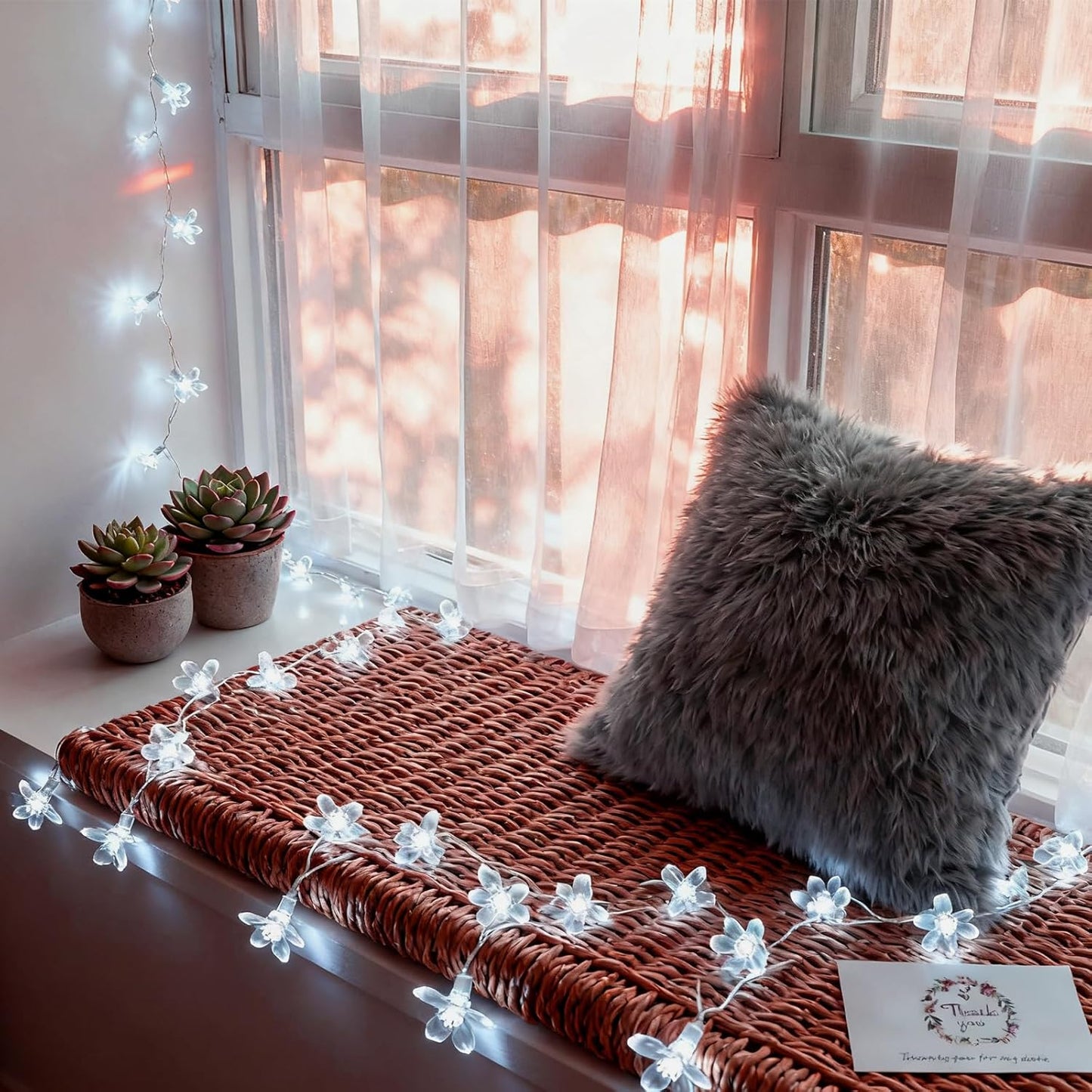 Fairy Cool White Flower String Lights, 33ft 100 LED Plug in 8 Lighting Mode Cherry Blossom Indoor Wall Ceiling Window Decorations, Aesthetic Lamp Decor for Christmas Holiday Easter Bed Room