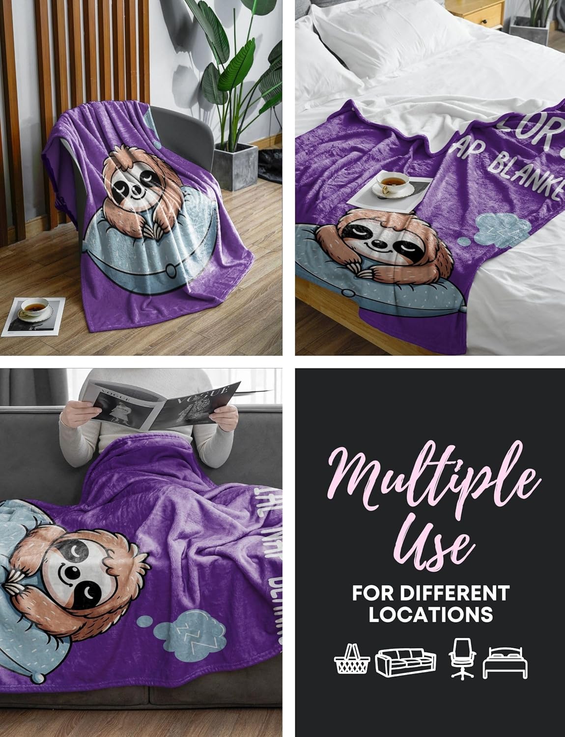 Counselor Gifts, Bed Flannel Plush Throw Blankets, Appreciation Gifts for Women on Birthday, Christmas, 50"x 65", Purple, Nap Blanket