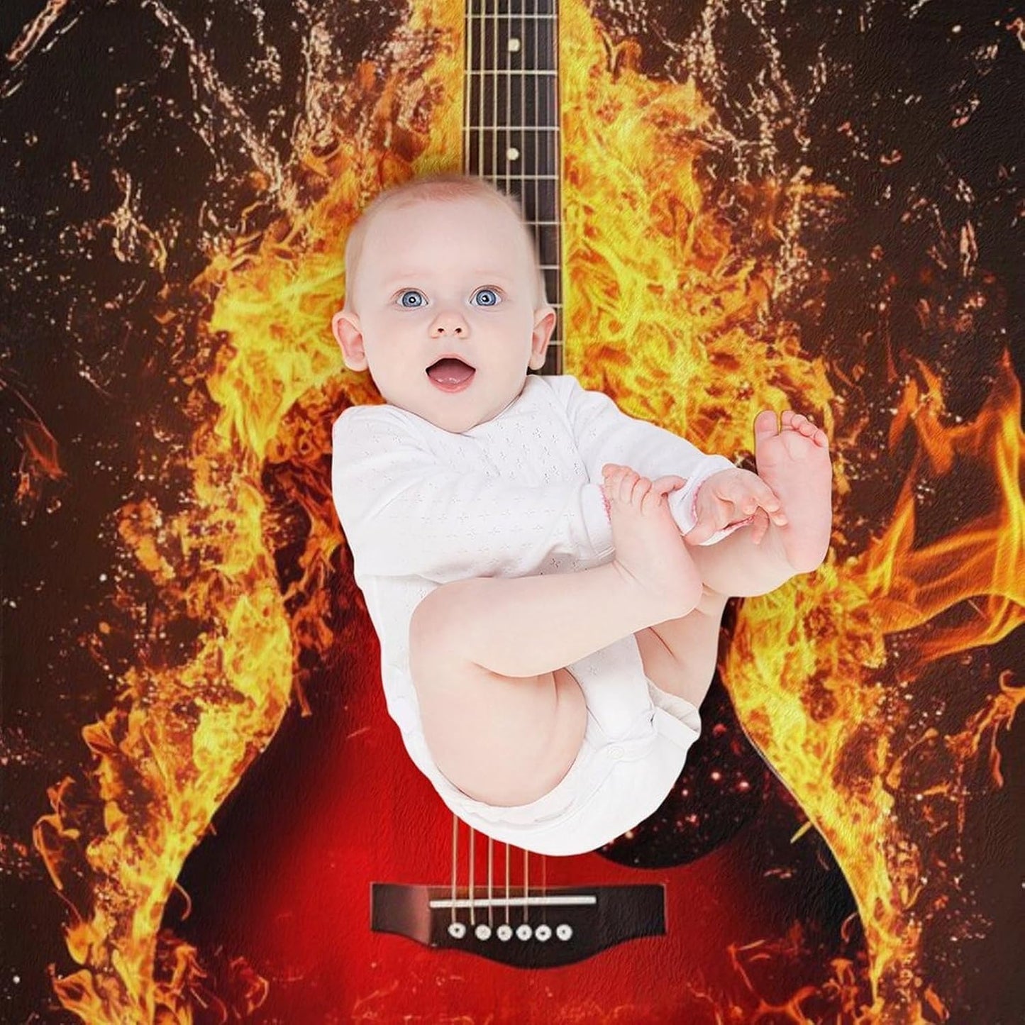 Fire Guitar Throw Blanket for Couch Bed Plush Cozy Fuzzy Flannel Blanket for All Season 40"x60"