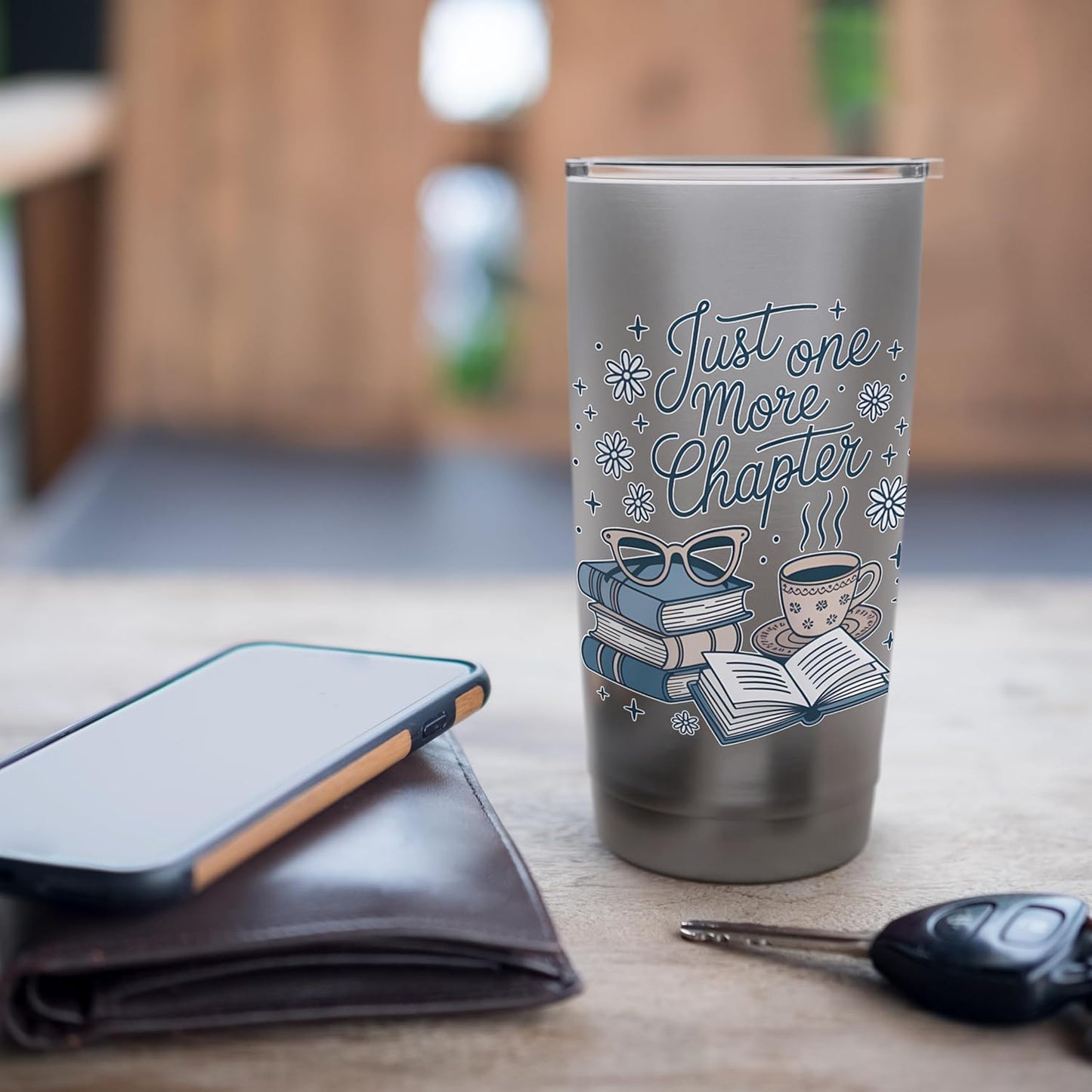 Just One More Chapter Book Love Cozy Bookworm Reading Stainless Steel Insulated Tumbler