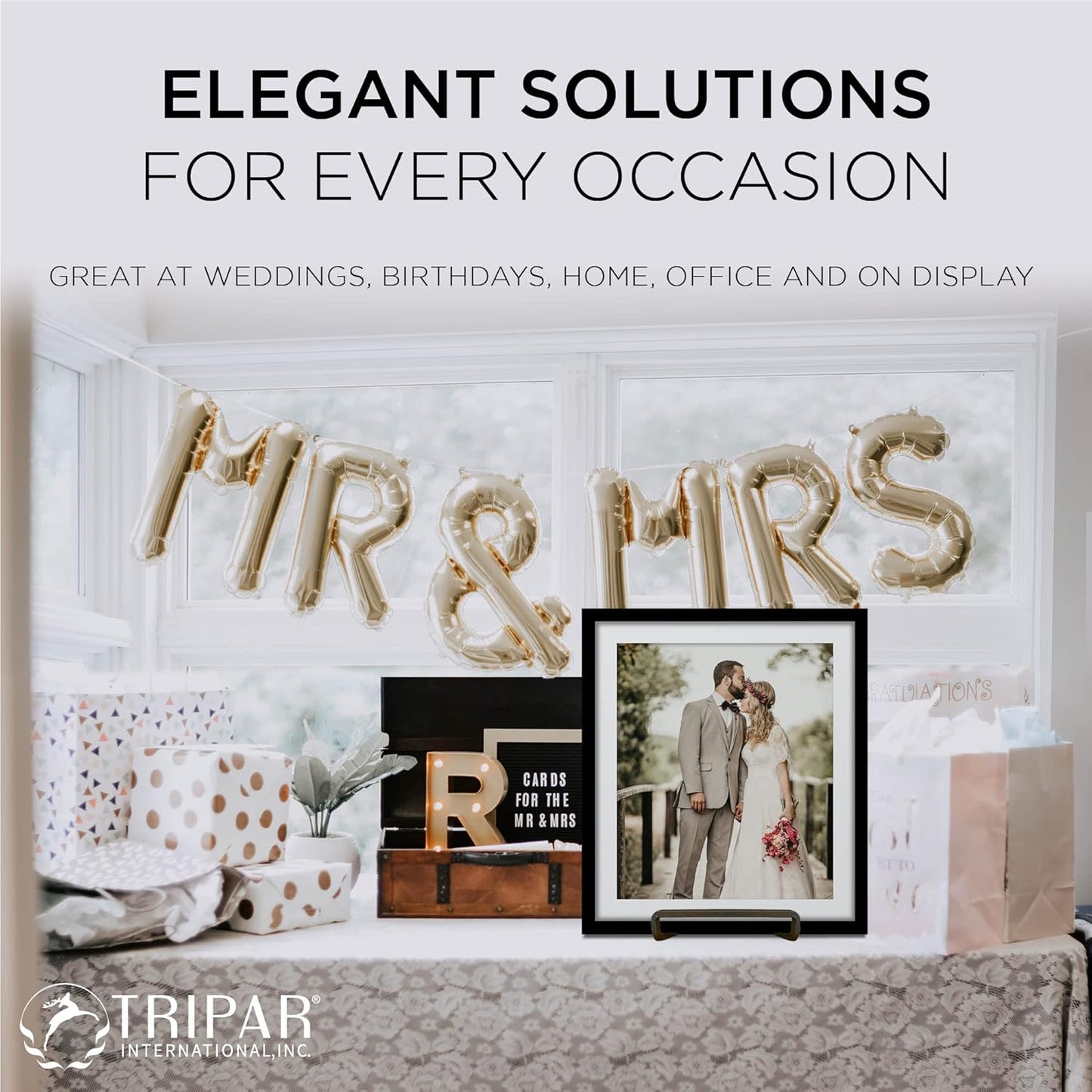 TRIPAR 6-Inch Metal Mahogany Painted Square Kitchen Book Holder/Stand, Wire Mini Easel, Small Photo Stands for Table, Display for Picture Frames, Plaques & Plates
