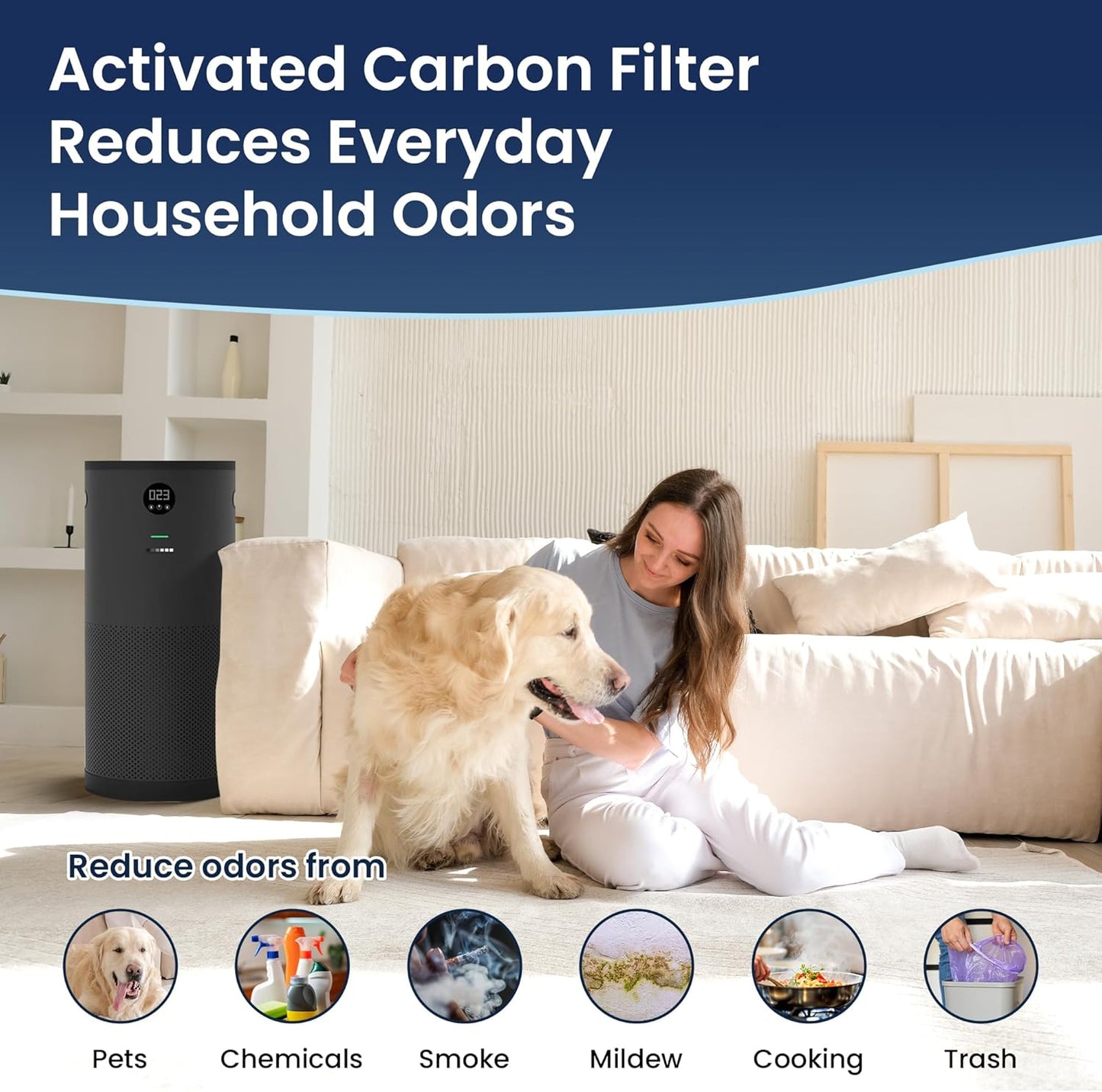 QuartzAir - Black - H13 HEPA Air Purifier for Large Rooms - Up to 3000 sq ft - Heavy Duty Home Air Purifier, Filters 99.9% of Odors, Dust, and Smoke - Quiet Air Purifier at 40dB
