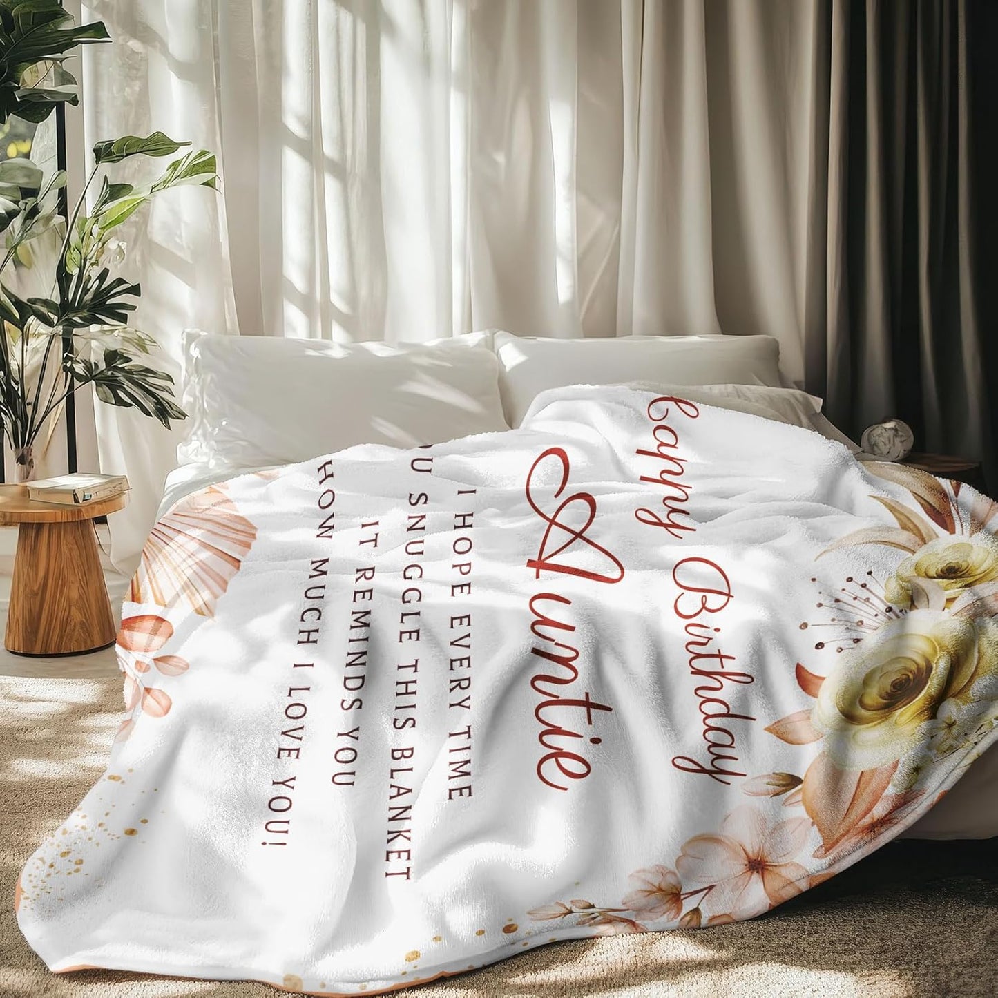 Aunt Birthday Gift Throw Blankets 60 x 50 Inch, Birthday Gift for Auntie from Niece, Happy Birthday Auntie Gifts, Birthday Gifts for Aunt from Nephew, Auntie Birthday Gifts