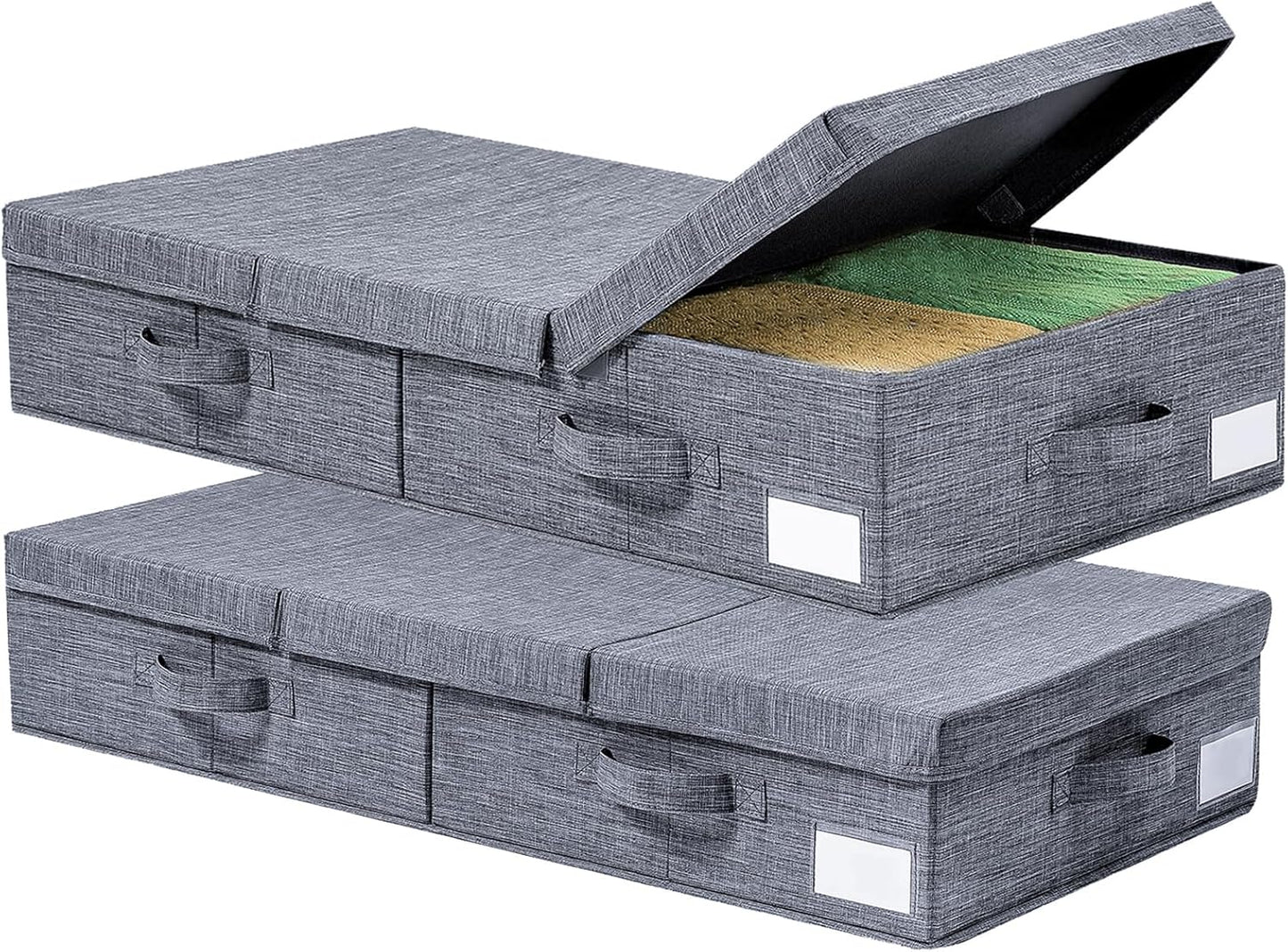 Modern Grey Under Bed Storage Boxes, 2 Pack, 33.1 x 16.1 x 6 Inch, Large Capacity, Durable, Collapsible, Water Resistant