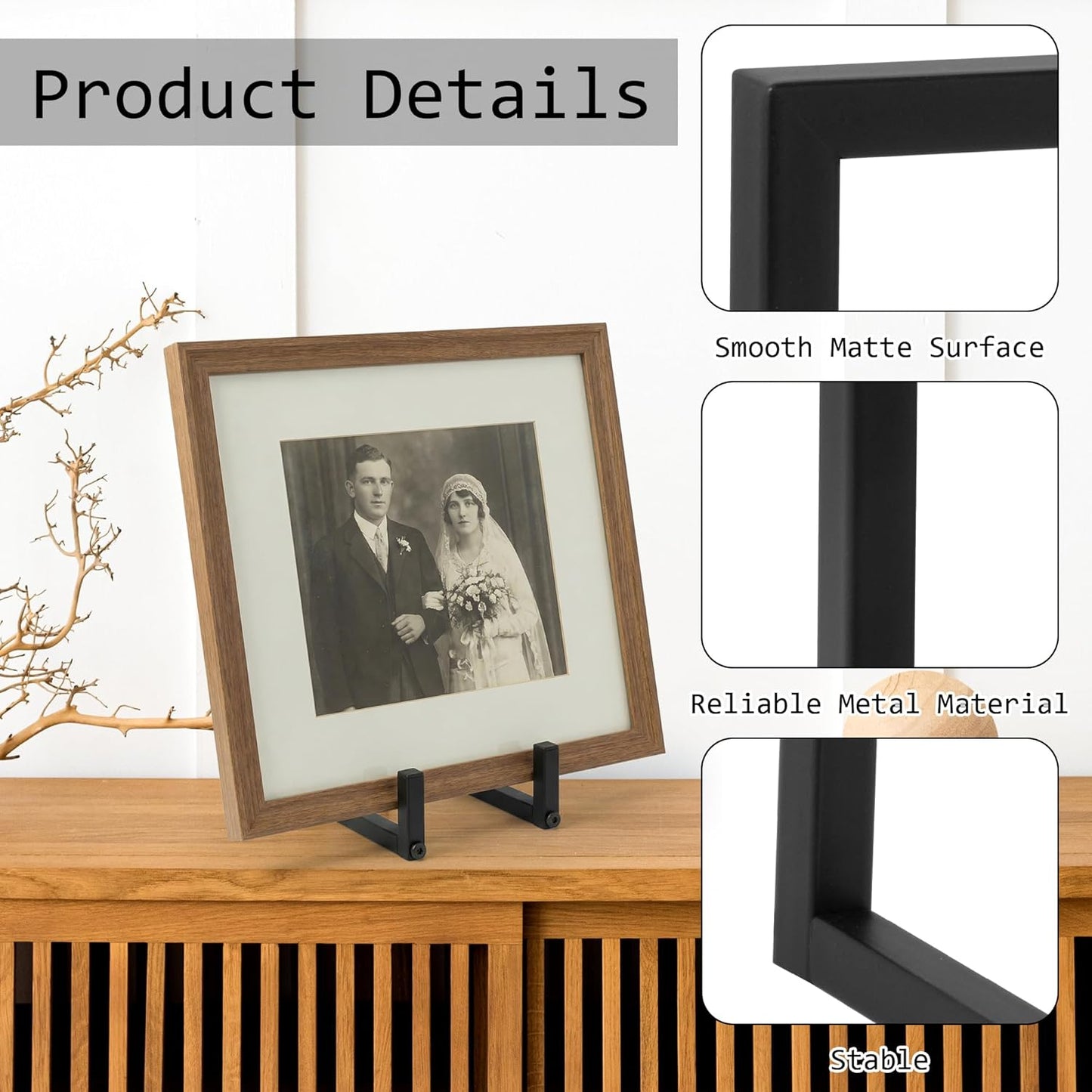 Plate Holder Stands for Display - 8 Inch Metal Picture Plaque Frame Photo Stand Displaying, Large Black Easels for Books Platters Artworks Collectibles Dishes Creation Tabletop Decor