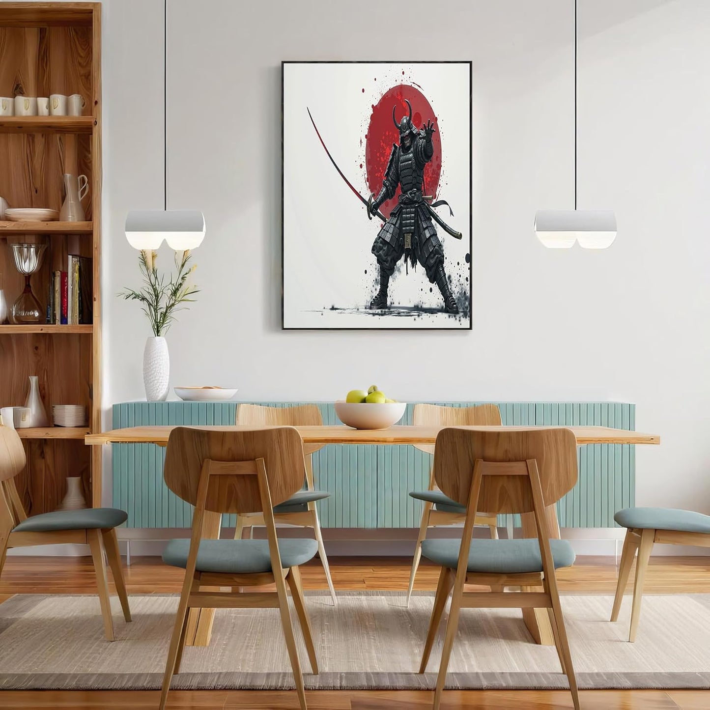 GDJSMIN Japanese Style Wall Art, Ghost Warrior Silhouette Poster for Reading Room Living Room Decor 24 x 36 inch Unframed