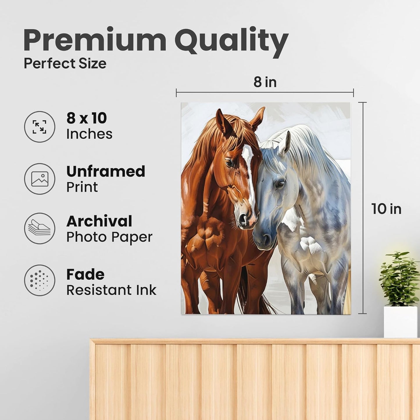 ZUKIY Grace and Strength in Motion - Horse Poster Wall Art for Bedroom Living Room Office Decor - Inspirational Equestrian Print with Rustic Charm - 8x10 Unframed
