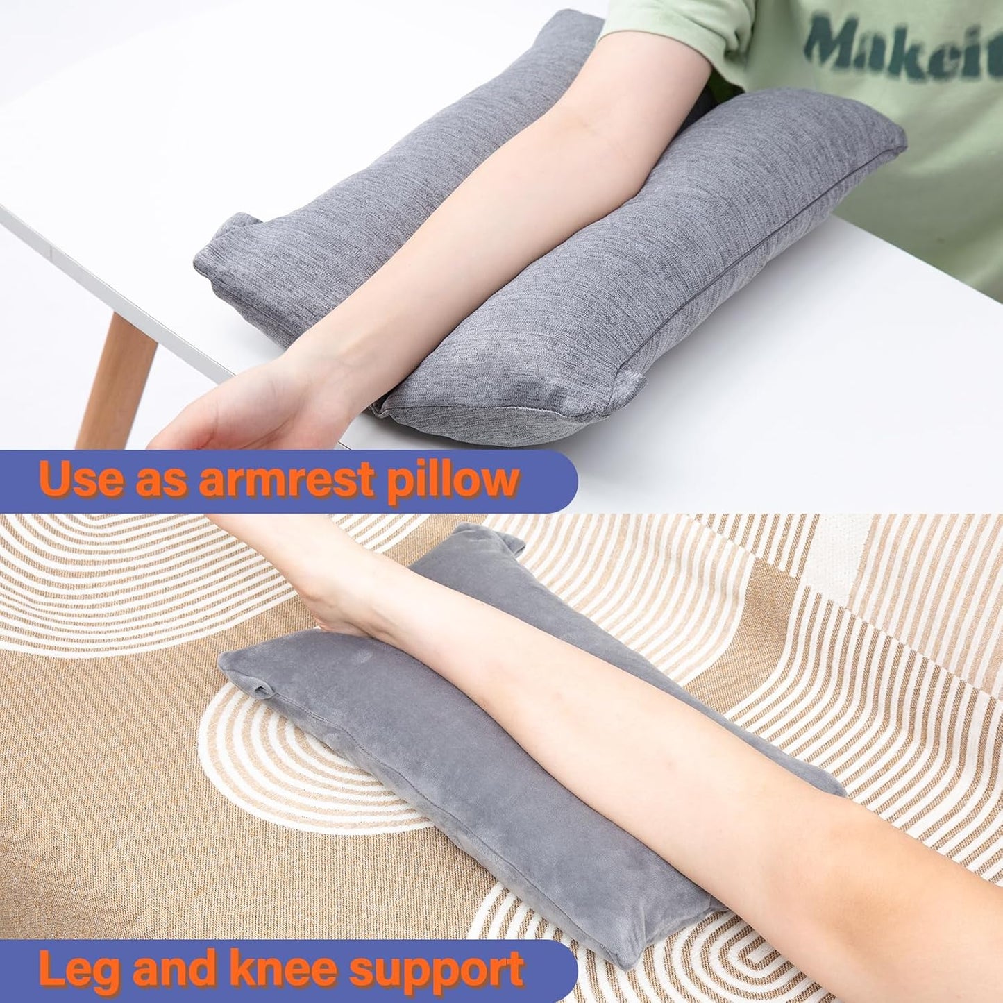 Arm Pillow, Memory Foam Arm Rest Pillow for Adults and Side Sleepers, Elbow Support Elevation Pillow for Post Surgery and Numbness with Removable Cover (Grey)