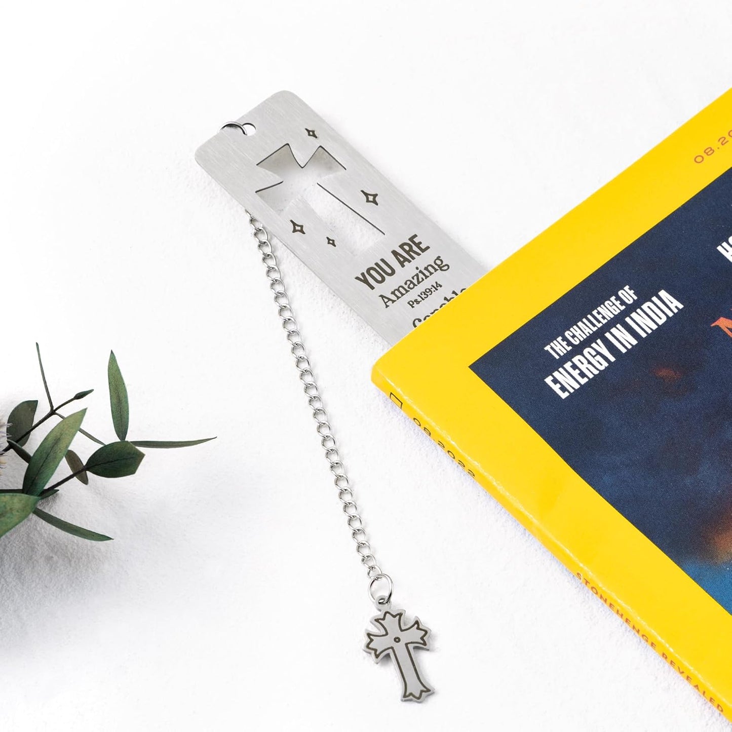 H1vojoxo Stainless Steel Engraved Bookmark - Bible Metal Bookmarks for Book Lover Reader Inspirational Christian Bookmarks for Women Men Book Marker Gifts for Christian Cross Bookmark Gifts for Bible