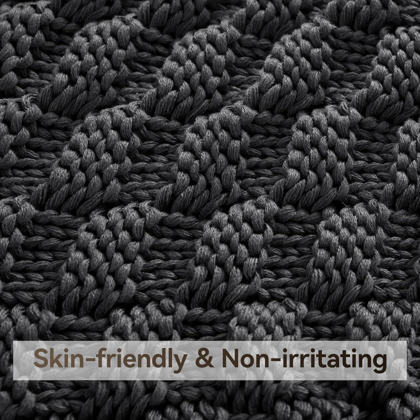 Knitted Weighted Blanket for Adult, No Beads Heavy Blanket 48” x 72'' 15lbs, Breathable Chunky Knit Blanket, Cooling Weighted Blanket for Hot Sleepers, Christmas Home Decor (Dark Grey)