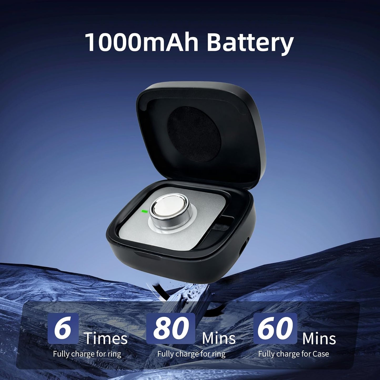 Wireless Charging Case for Oura Ring gen 4 & gen 3 Charger, 1000mAh Portable Travel Chargering Station Fits All-Sized Ring Gen 4 | Gen 3 (Official Charger NOT Included)