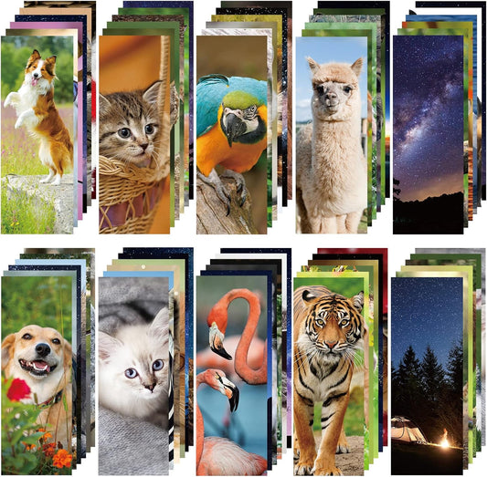 Chinco 120 Pieces Bookmarks for Kids Set Gifts Inspirational Motivational Paper Bookmarks Pack for Book Lovers Adults Teacher Women Funny Reading Gifts(Vivid Animal)